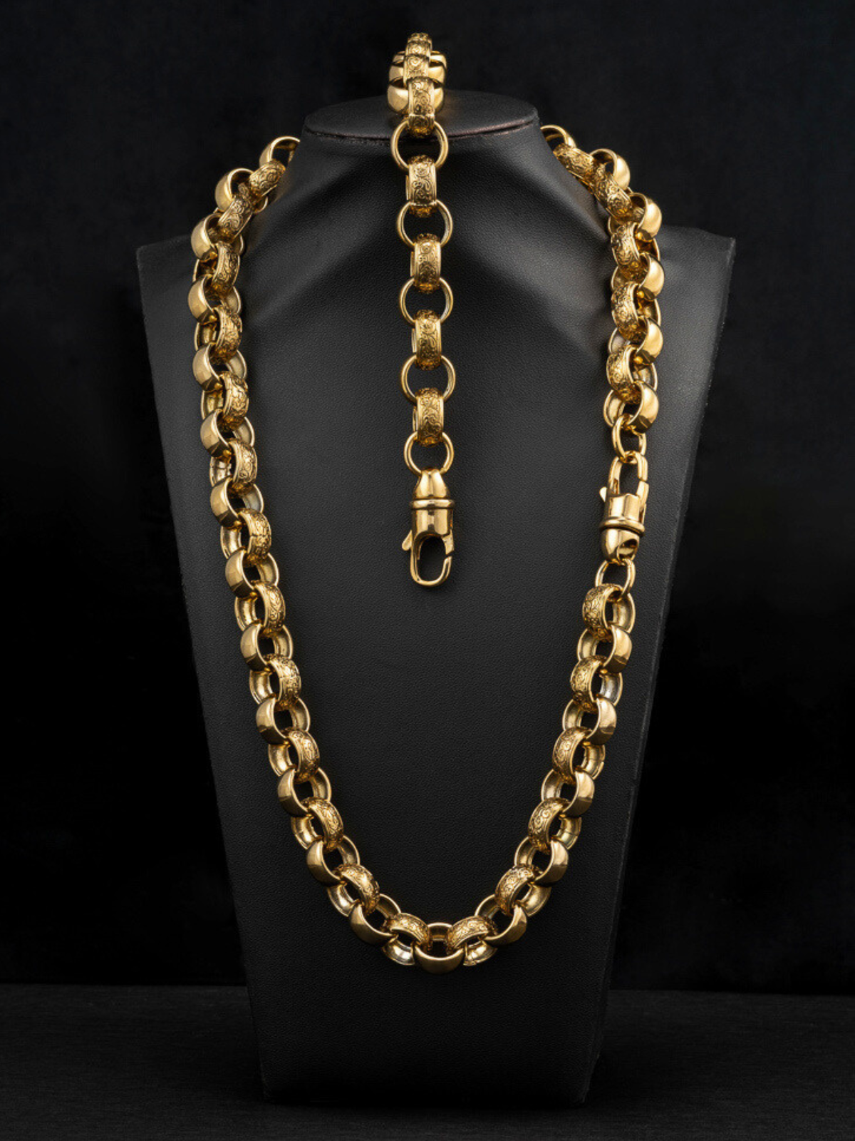 9ct Gold Filled Patterned Belcher Set 15mm