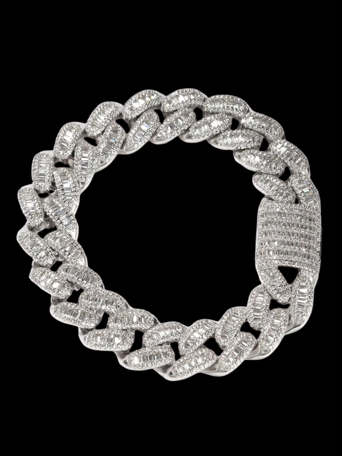 15mm VVS Baguette Cuban Bracelet