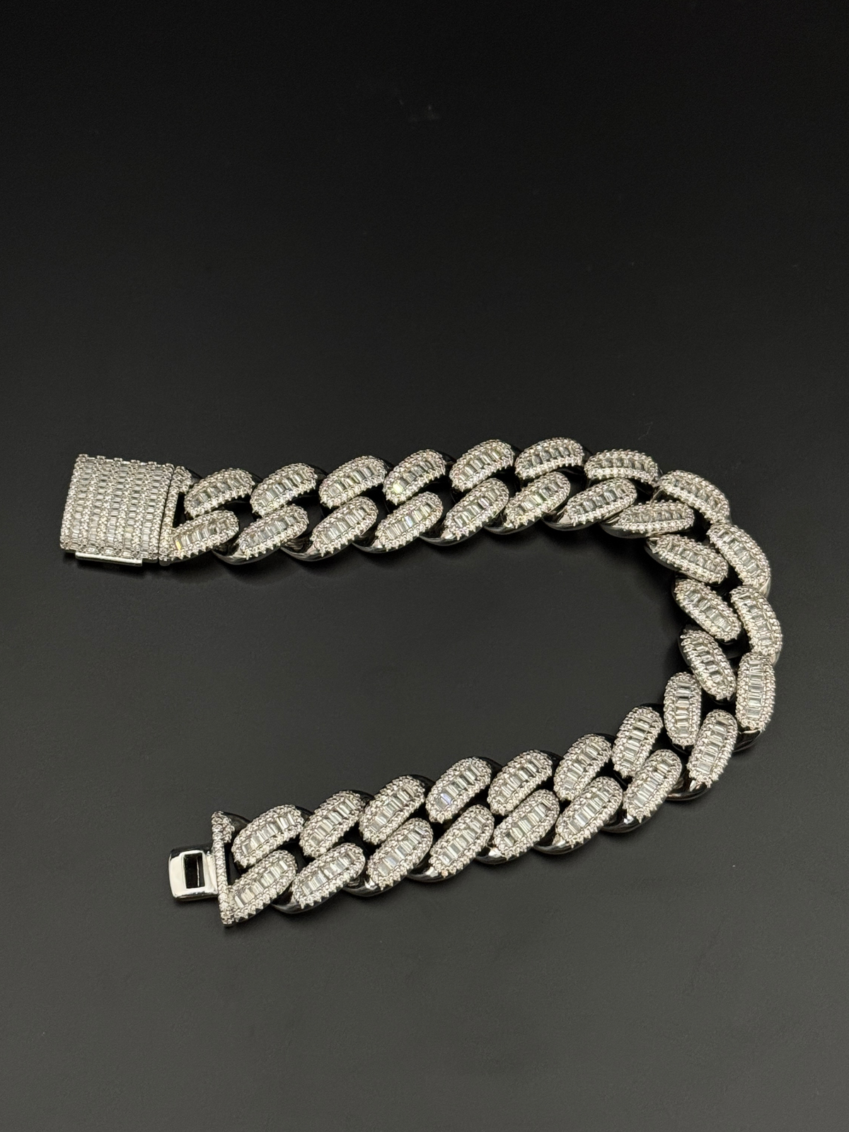 15mm VVS Baguette Cuban Bracelet