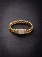 Gold Filled Cuban Bracelet 14mm - Diamond Clasp