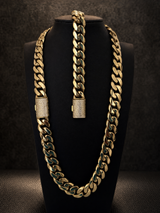 Gold Filled Cuban Set 14mm - Diamond Clasp