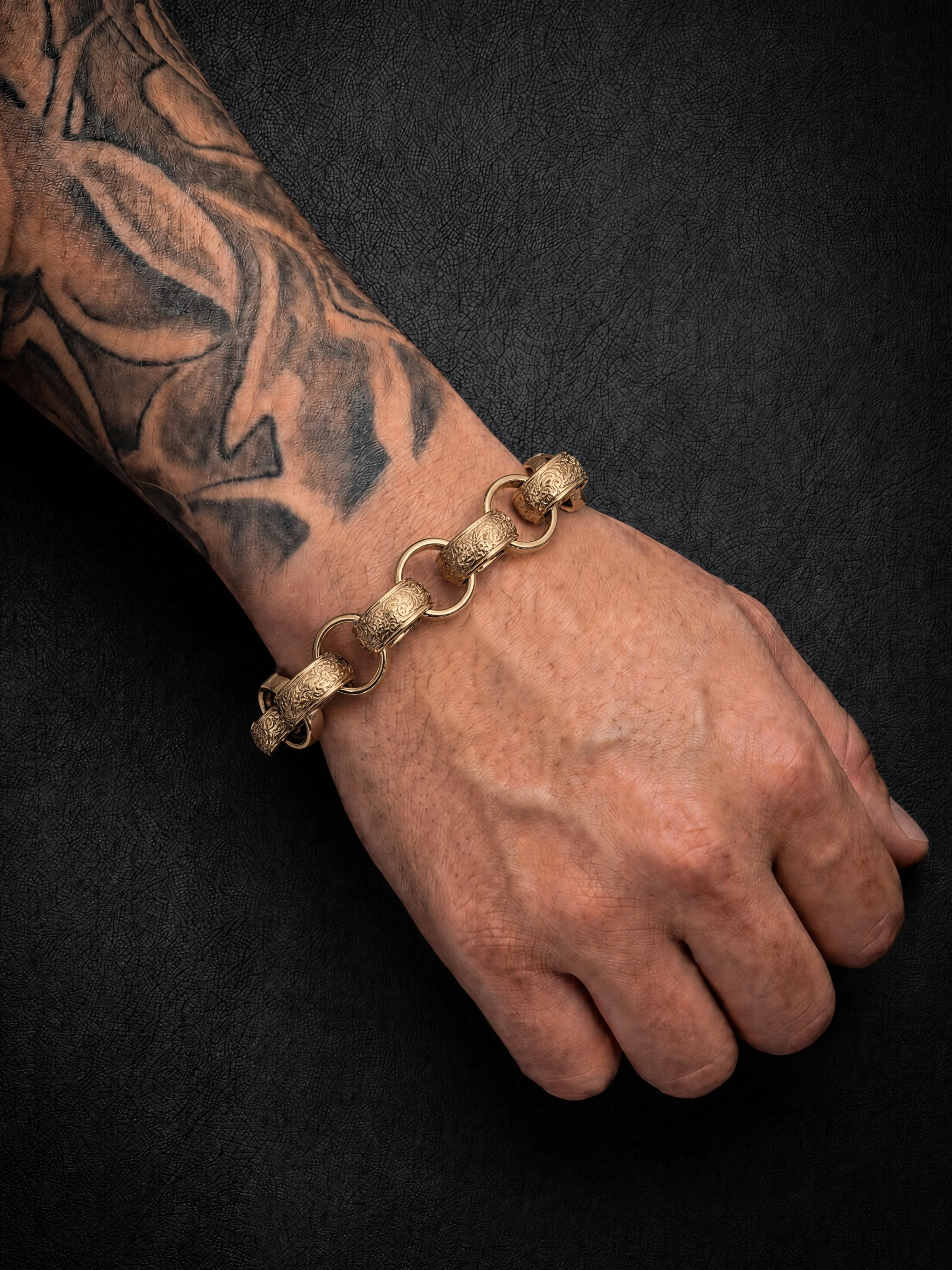 9ct Gold Filled Patterned Belcher Bracelet 15mm