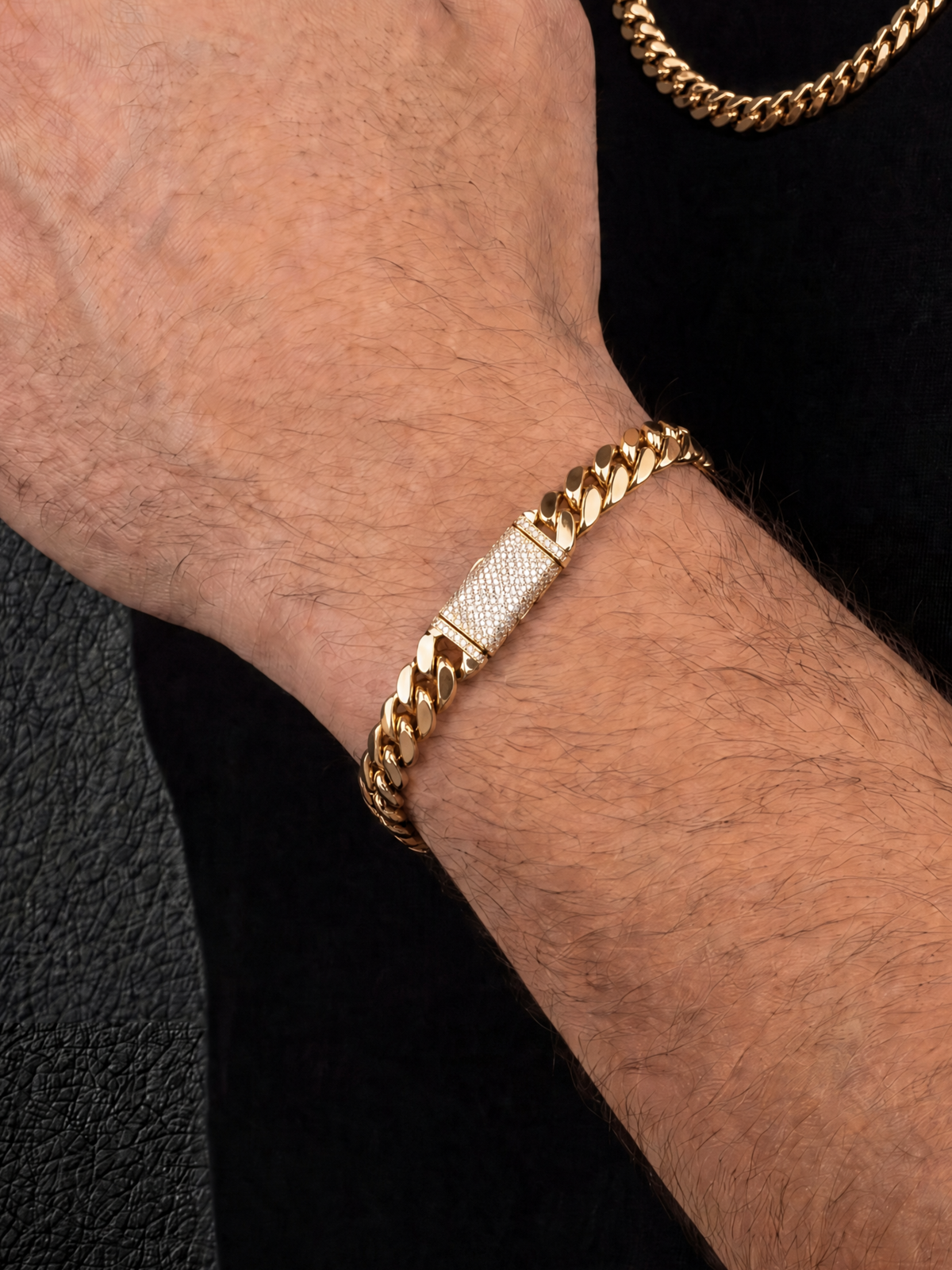 Gold Filled Cuban Bracelet 14mm - Diamond Clasp