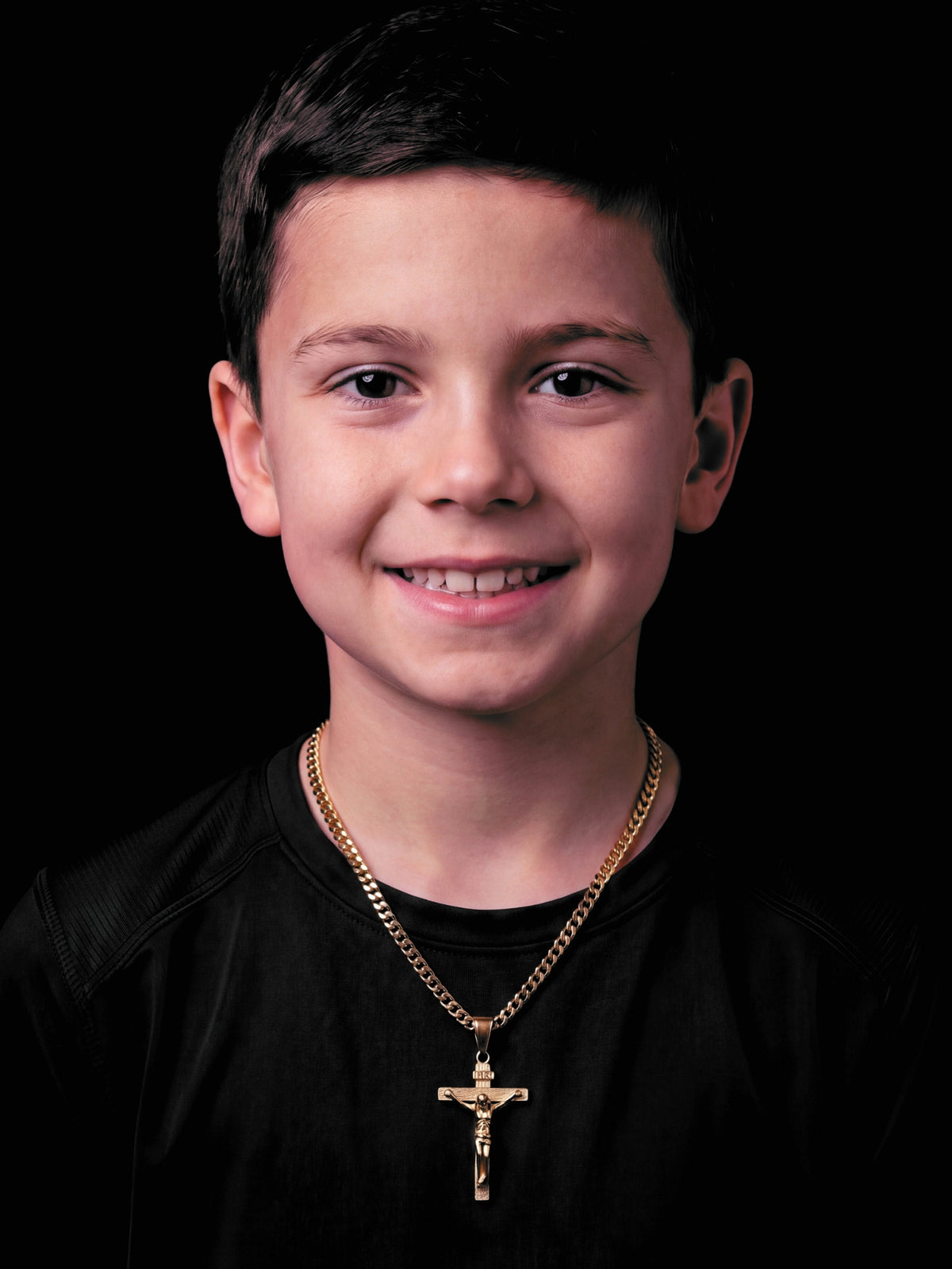 Kids Crucifix Pendant 4mm Franco - Gold Filled 9ct