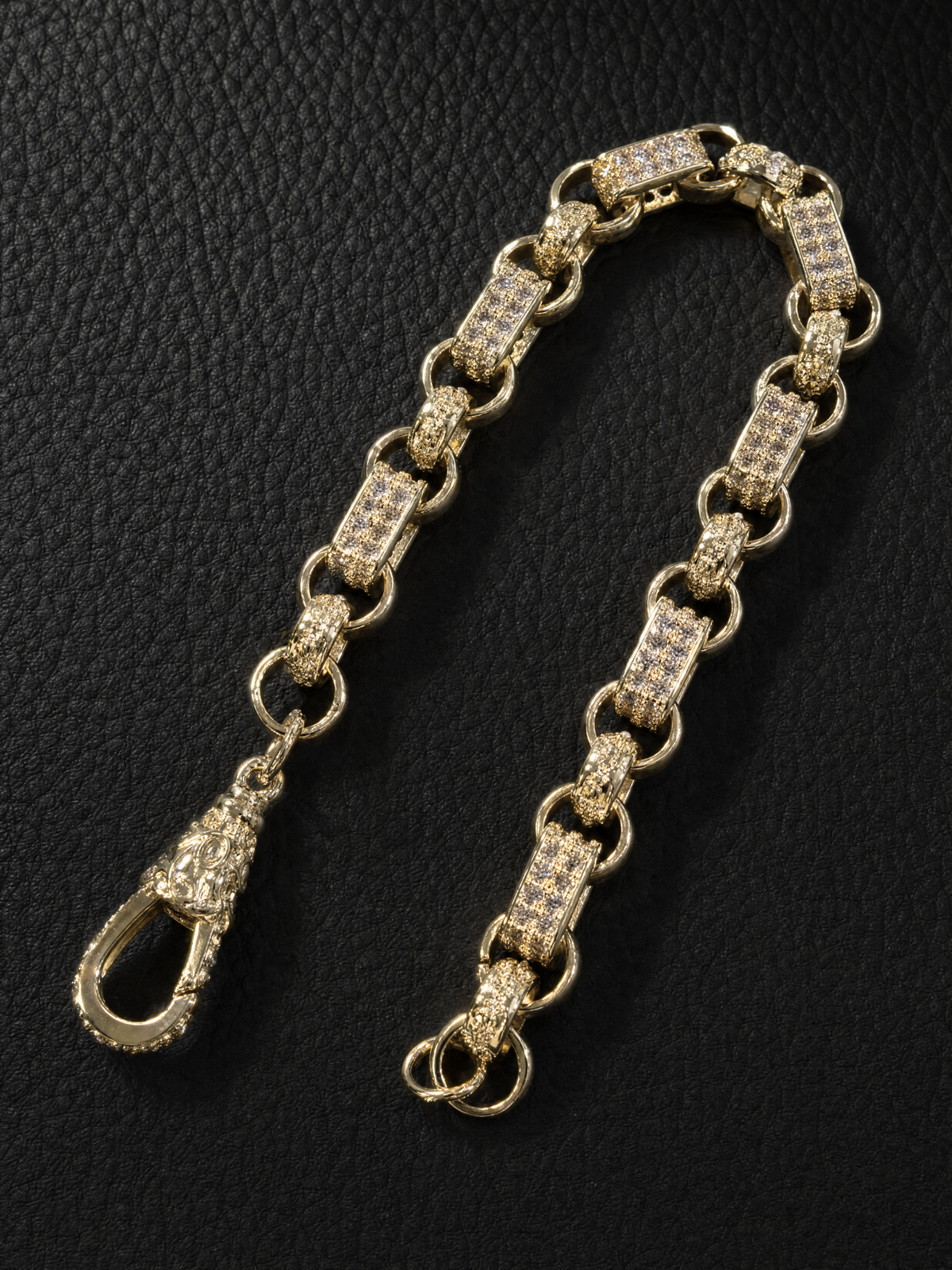 White Gold Filled Diamond Gypsy Link Belcher Bracelet 10mm