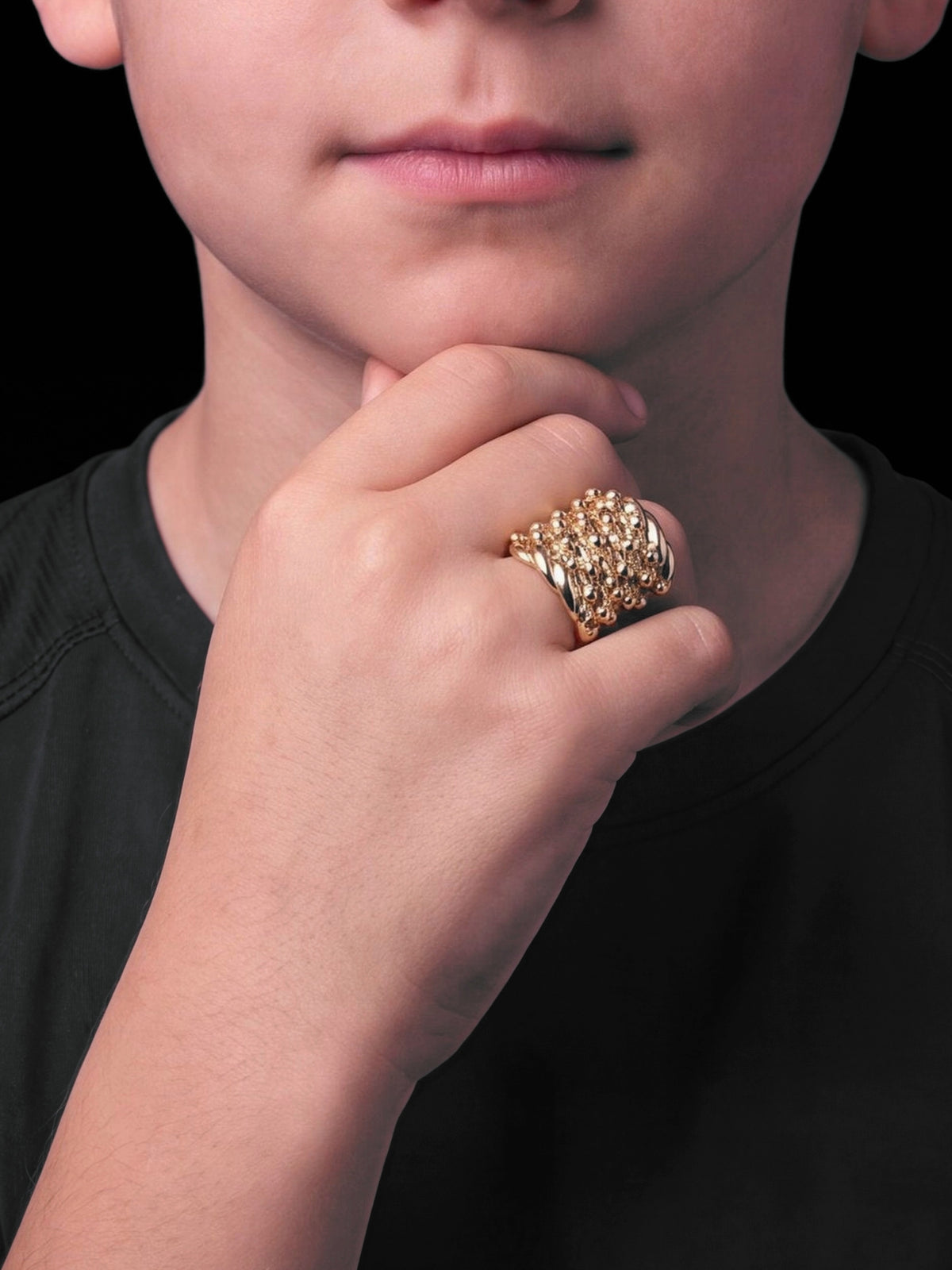 Boys Huge 5 Row Keeper Ring - Gold Filled 9ct