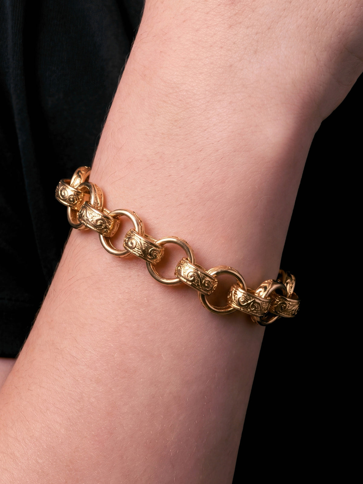 Kids Patterned Oval Belcher Bracelet 13mm Gold Filled 9ct