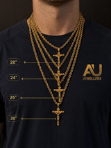 Gold Filled Crucifix Pendant on a 6mm Rope Chain