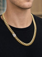 Gold Filled Cuban Set 14mm - Diamond Clasp
