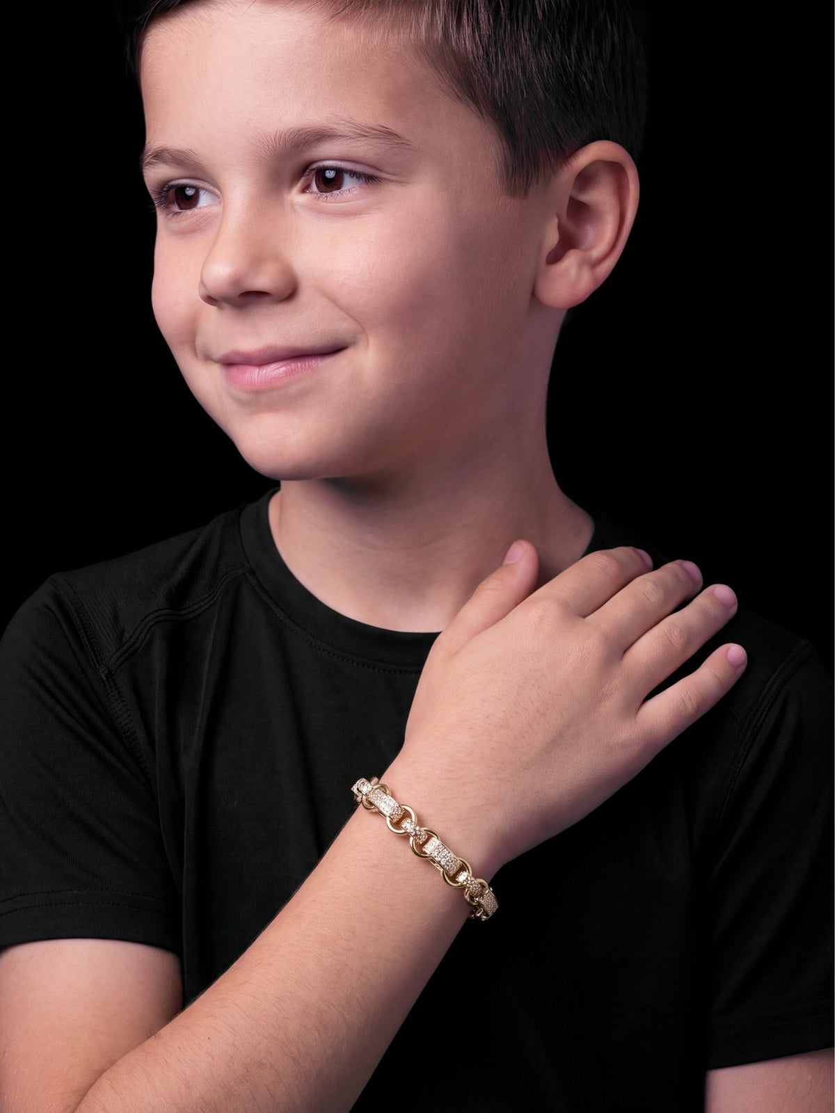 Kids Diamond Gypsy Link Belcher Bracelet 10mm White Gold Filled 9ct
