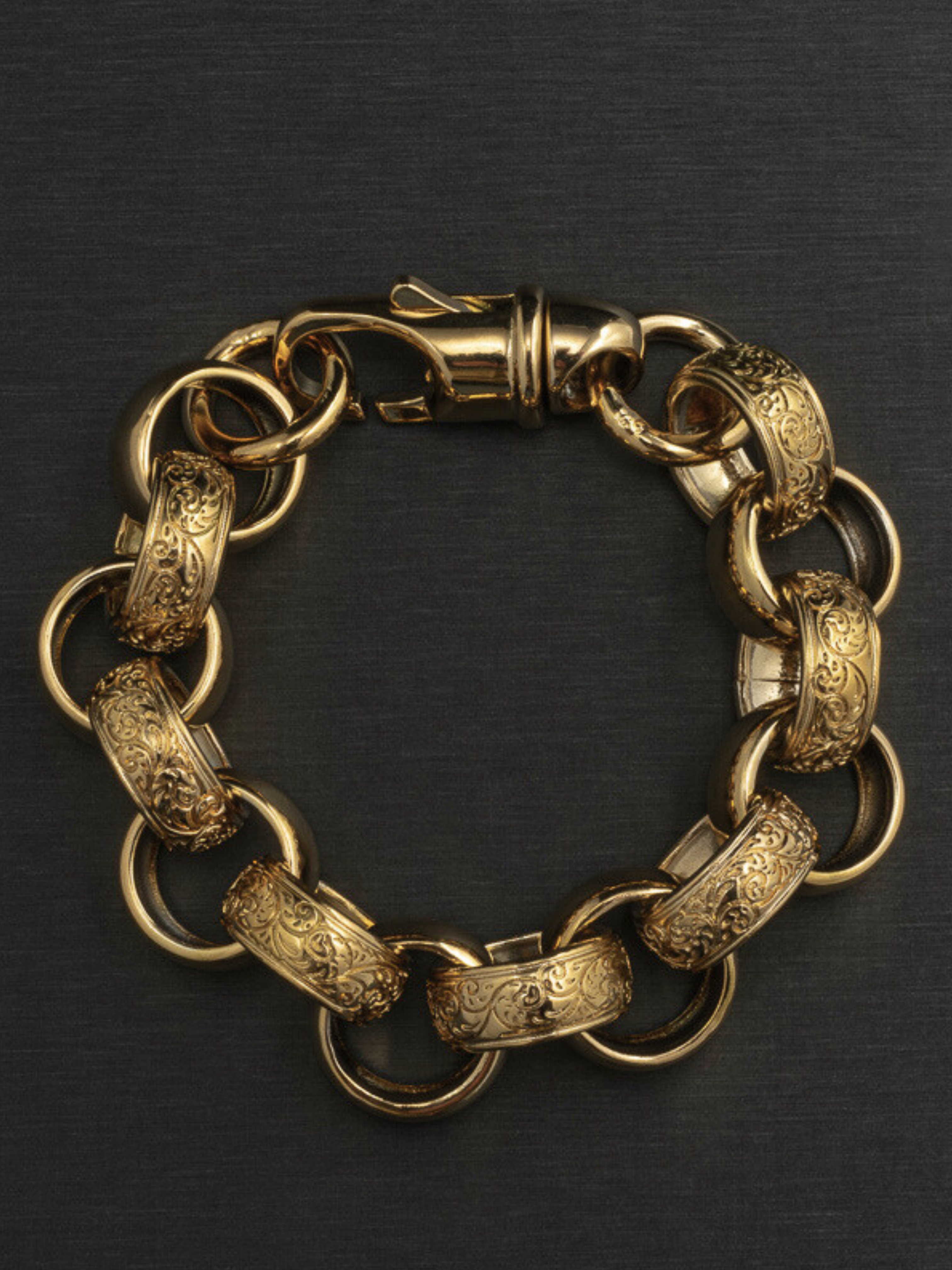 9ct Gold Filled XL Patterned Belcher Bracelet 21mm