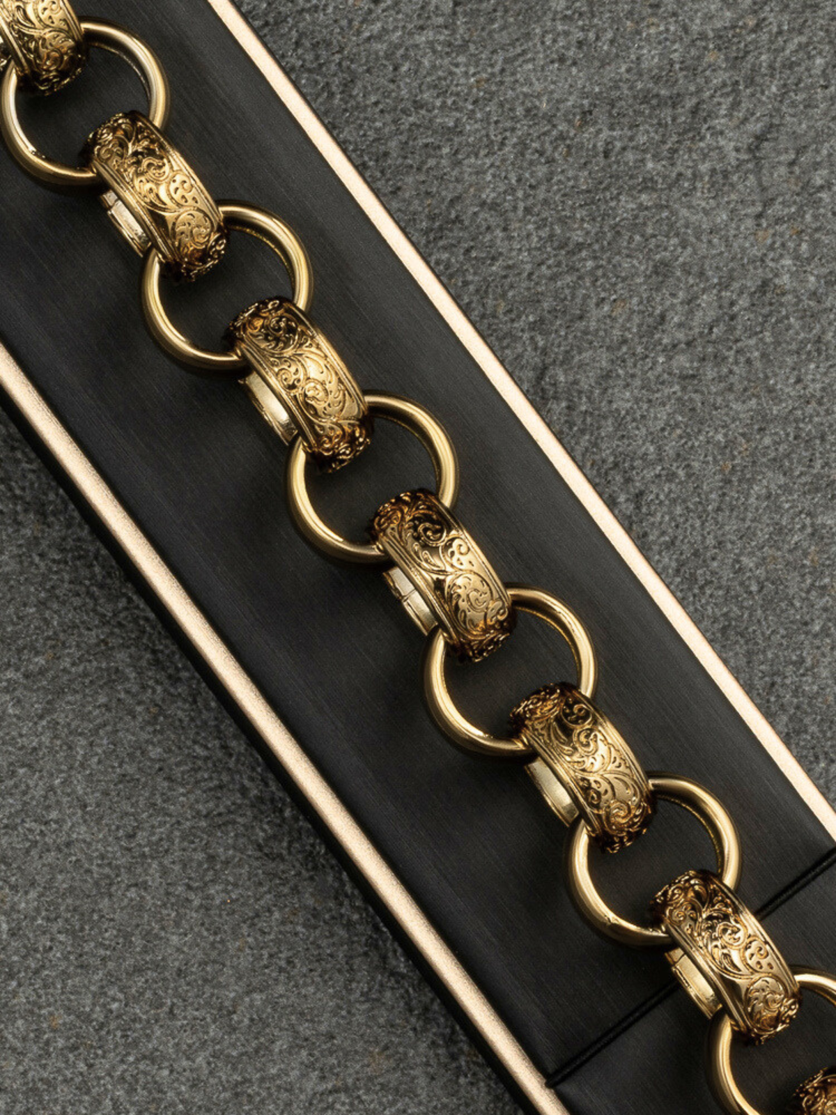 9ct Gold Filled XL Patterned Belcher Bracelet 21mm