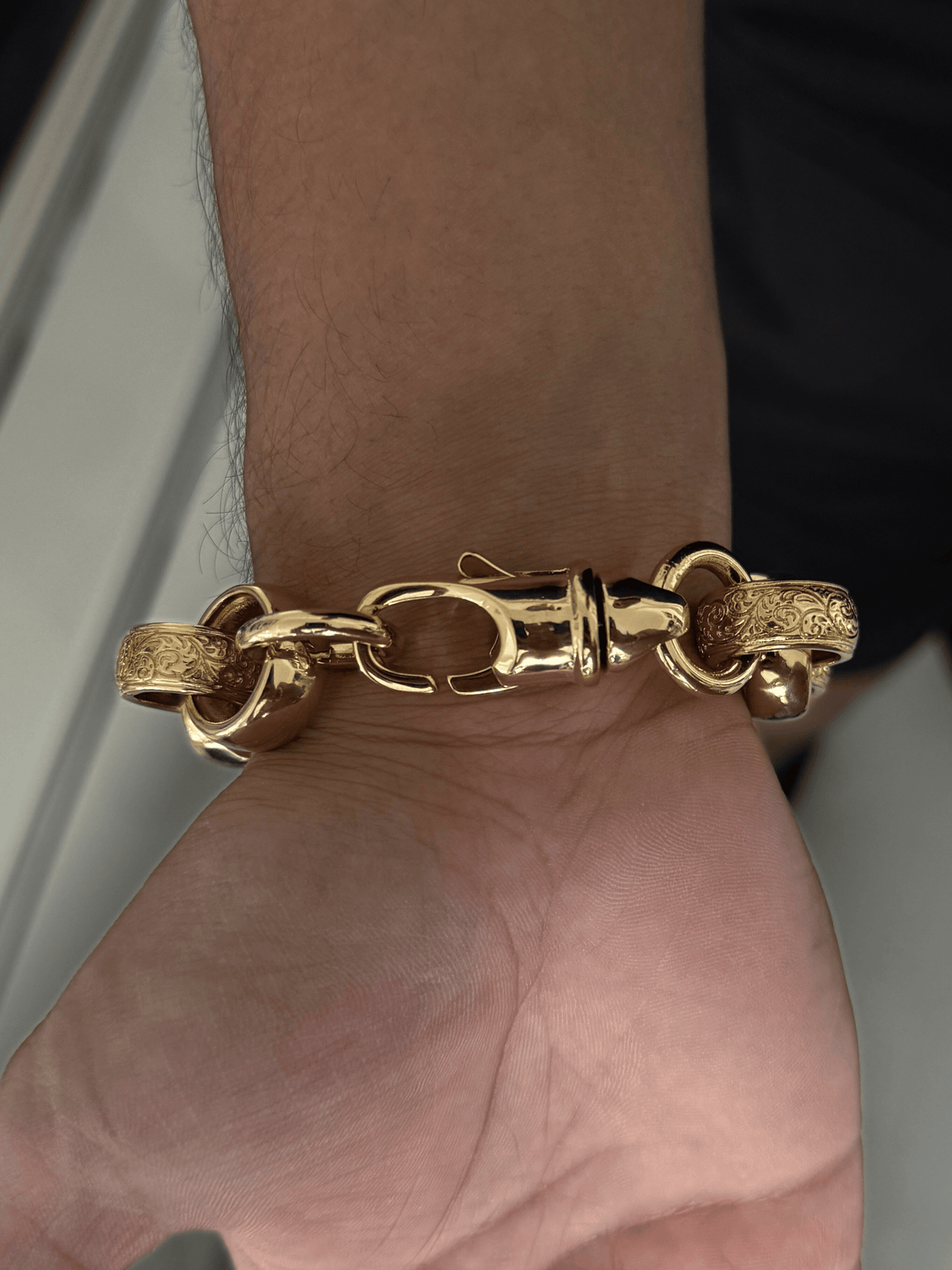 9ct Gold Filled XL Patterned Belcher Bracelet 21mm