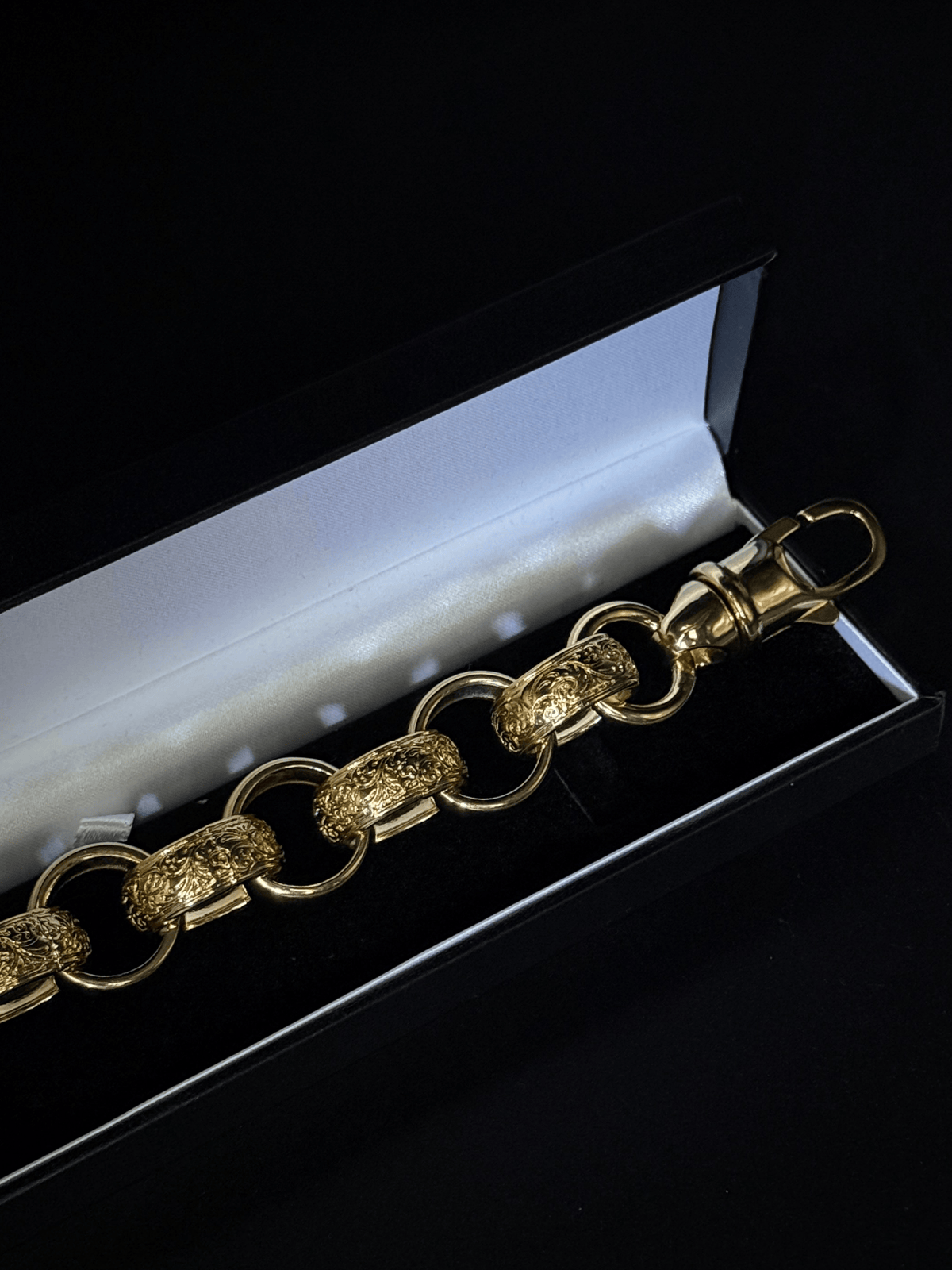 9ct Gold Filled XL Patterned Belcher Bracelet 21mm