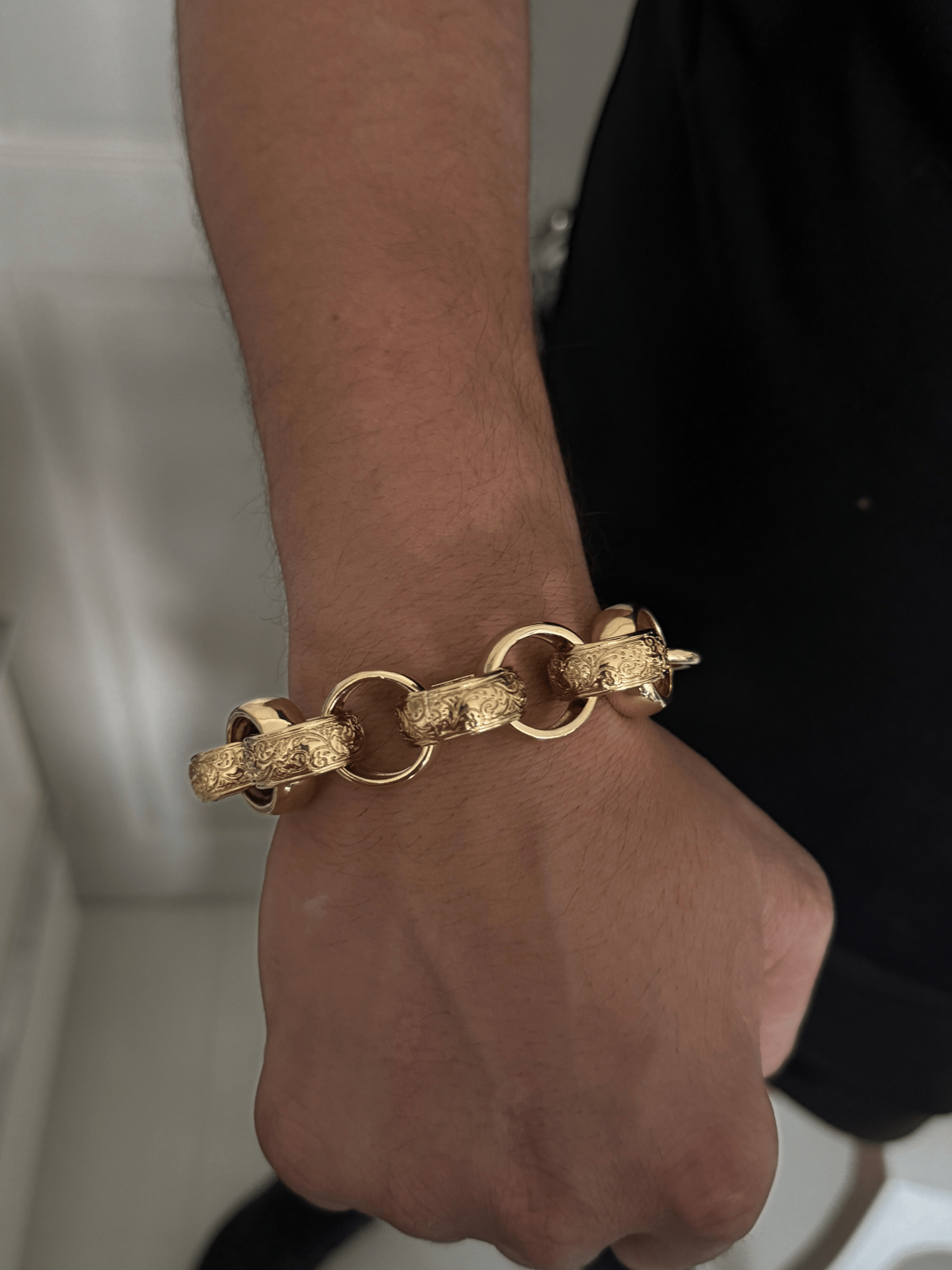 9ct Gold Filled XL Patterned Belcher Bracelet 21mm
