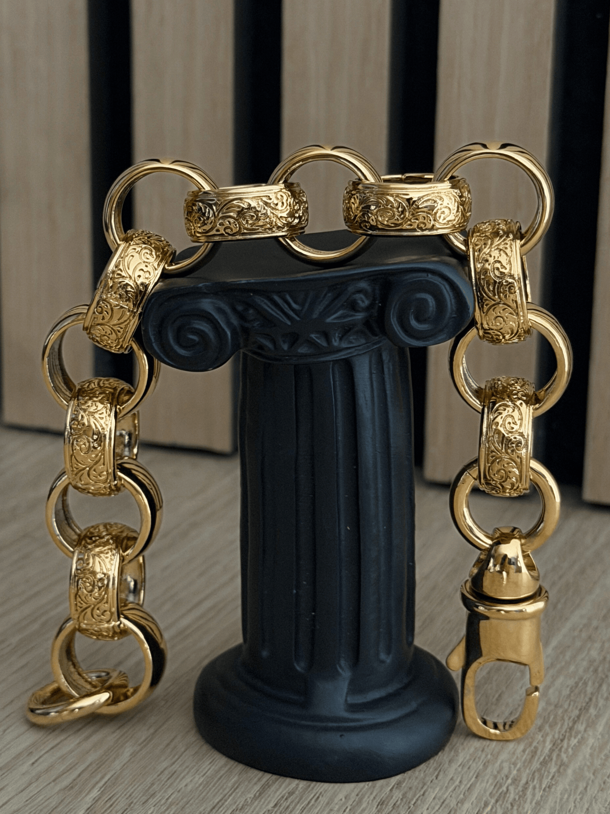 9ct Gold Filled XL Patterned Belcher Bracelet 21mm