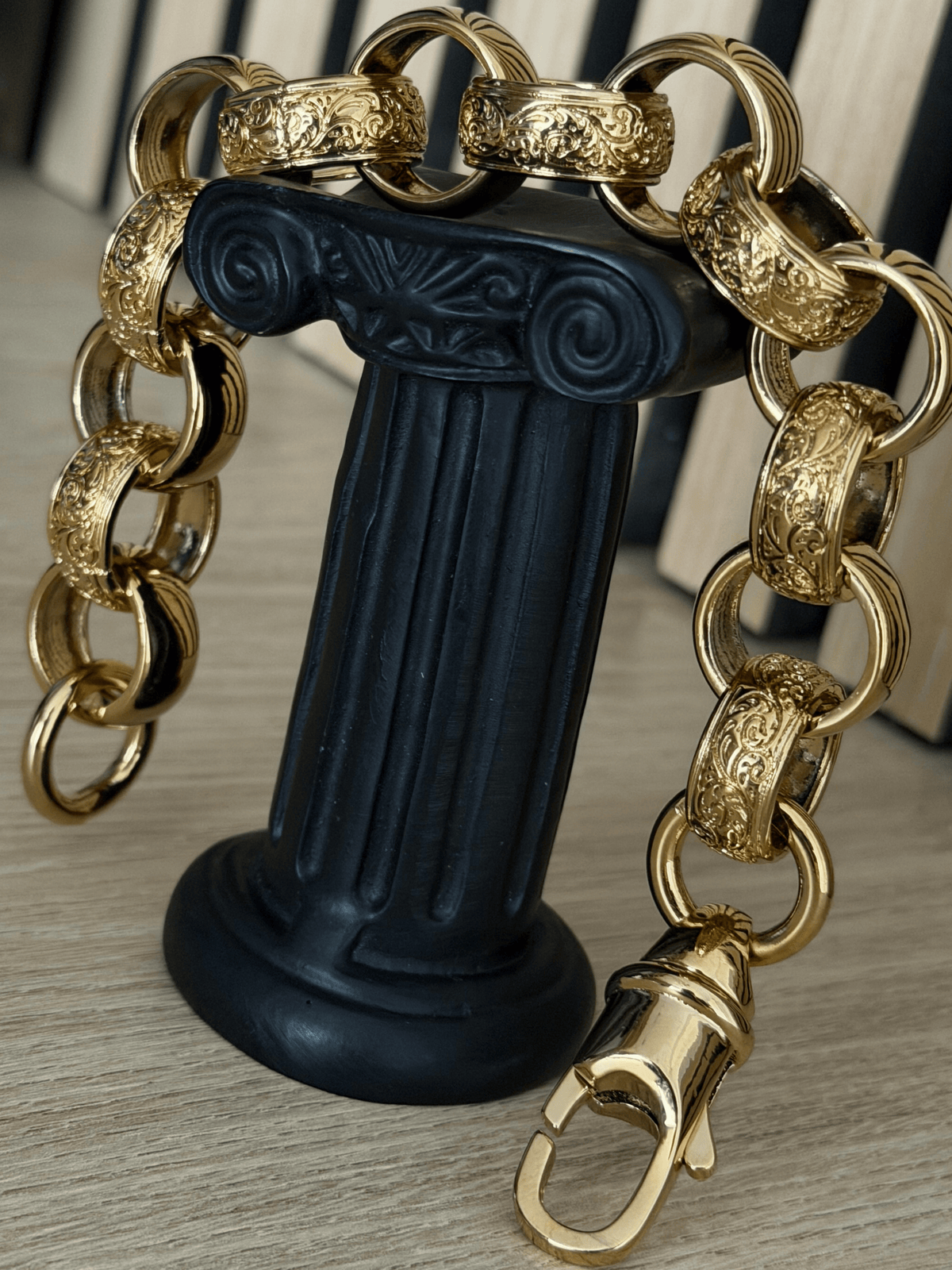 9ct Gold Filled XL Patterned Belcher Bracelet 21mm