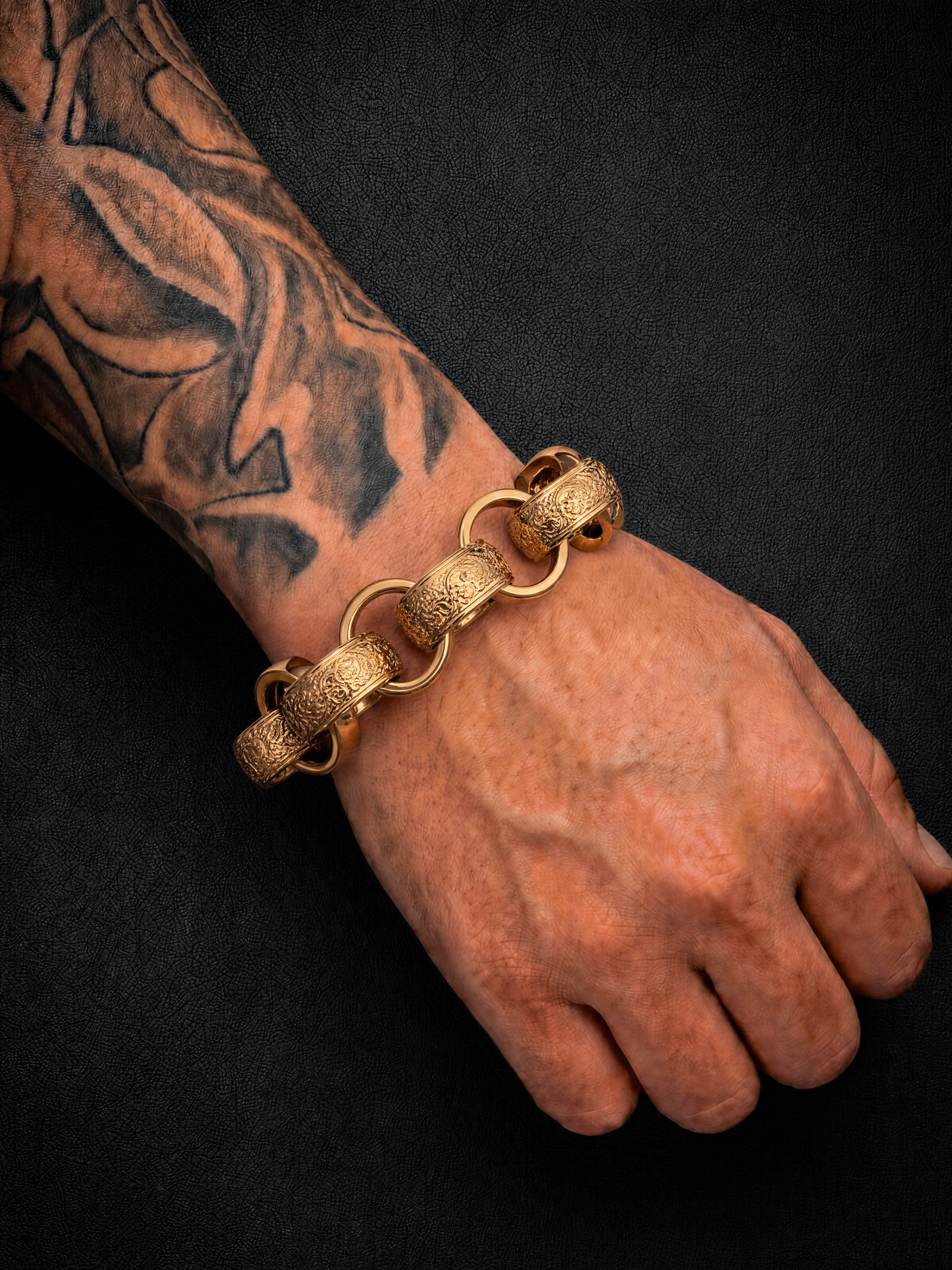 9ct Gold Filled XL Patterned Belcher Bracelet 21mm
