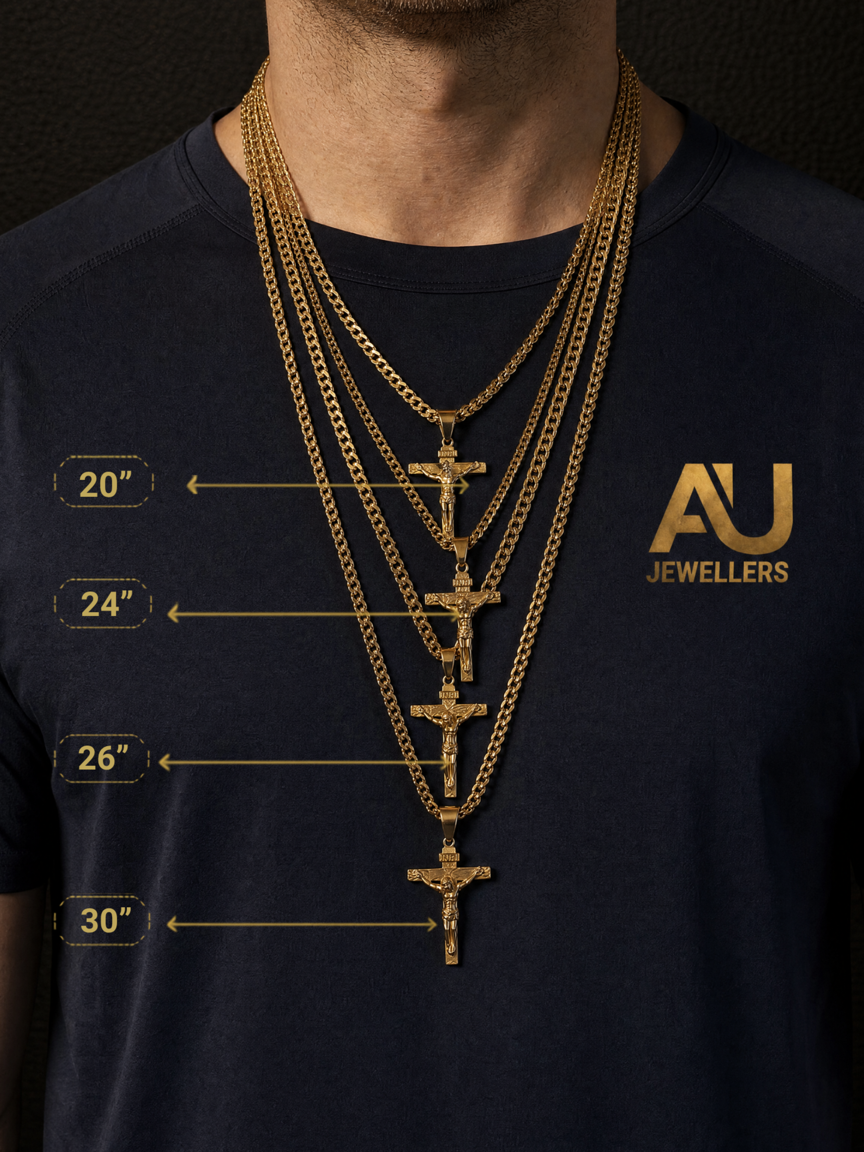 Gold Filled Crusifix Pendant On A 4mm Franco Chain