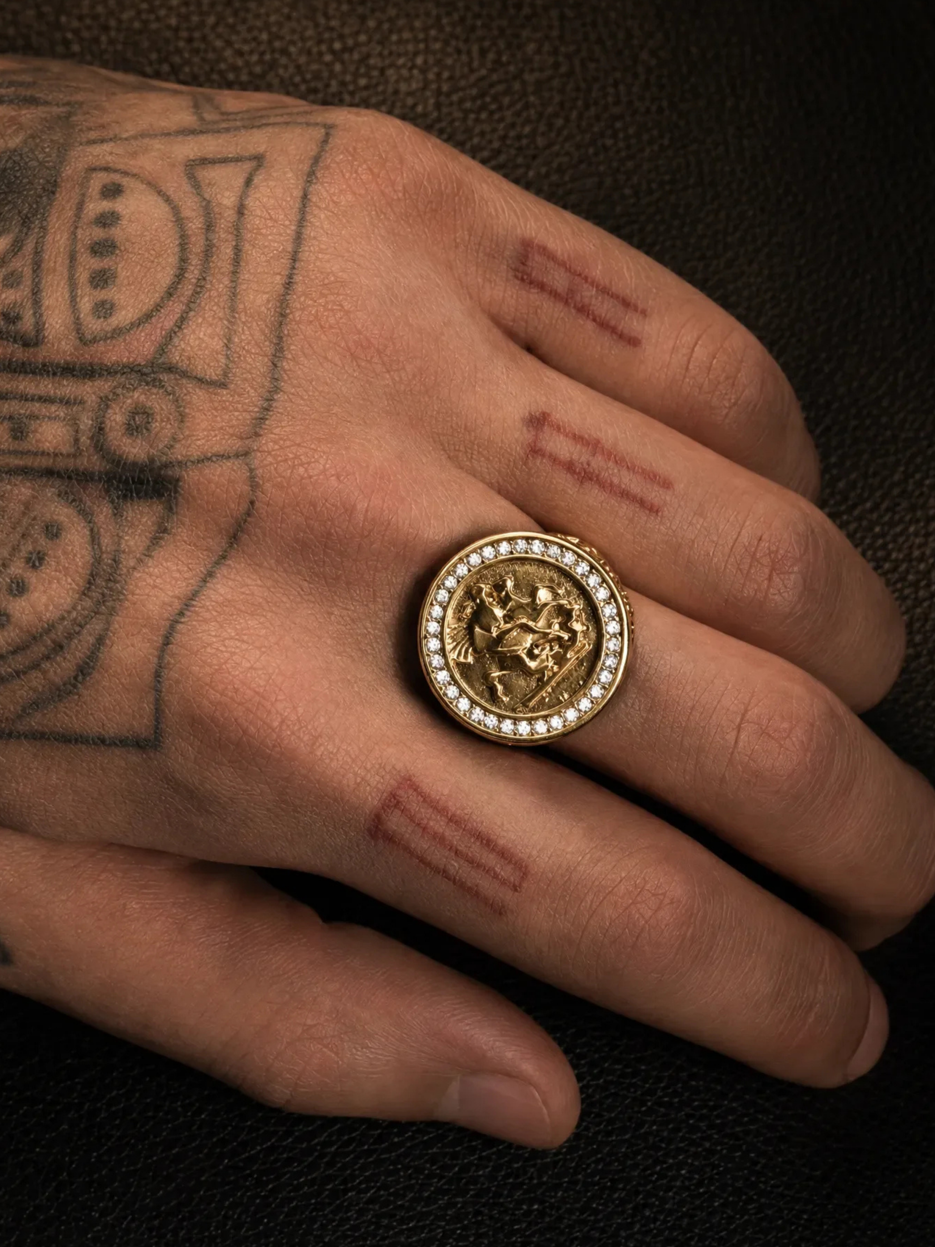 9ct Gold Filled Diamond Sovereign Ring