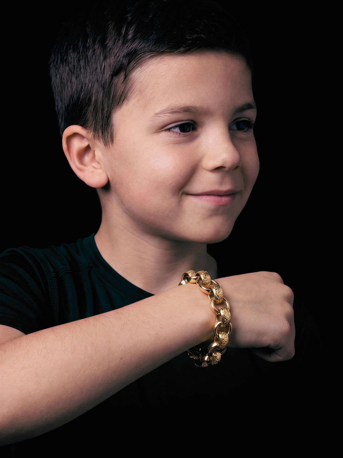 Boys Patterned Belcher Bracelet 15mm - Gold Filled 9ct