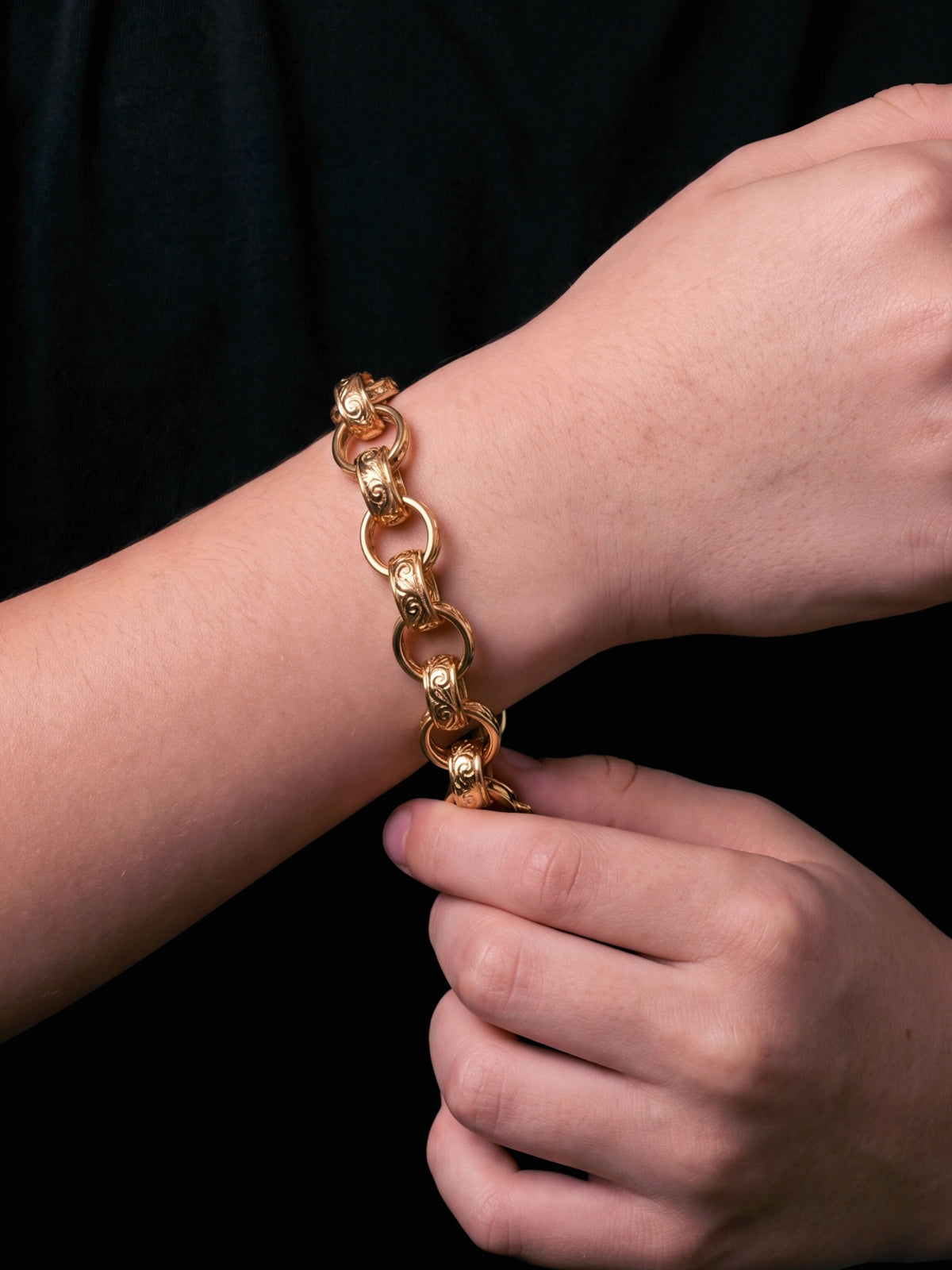Kids Patterned Oval Belcher Bracelet 13mm Gold Filled 9ct
