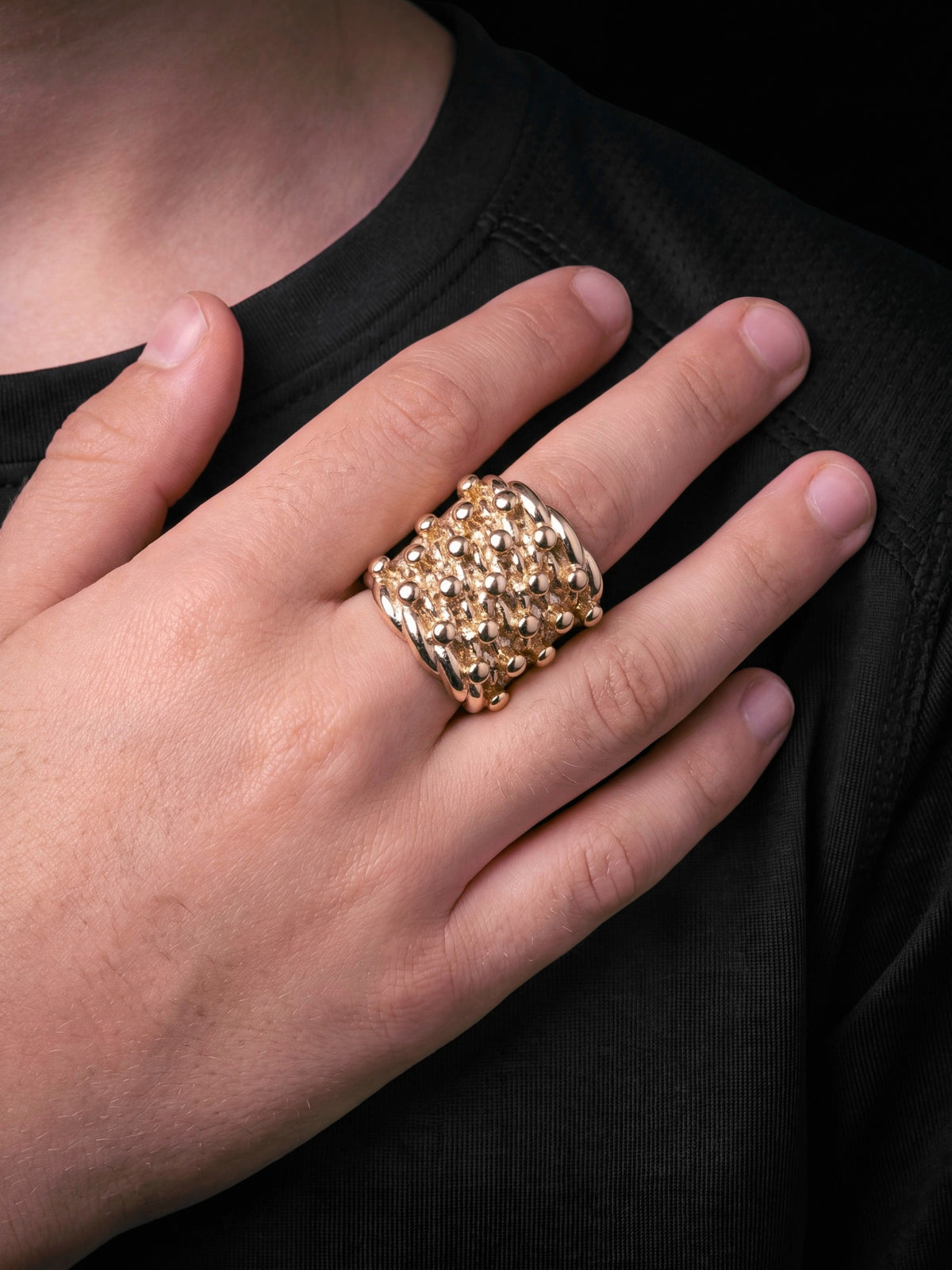 Boys Huge 5 Row Keeper Ring - Gold Filled 9ct