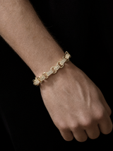 White Gold Filled Diamond Gypsy Link Belcher Bracelet 10mm