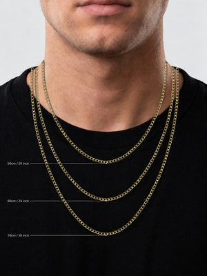 Gold filled curb chain 3mm length guide 20, 24, 30 inch