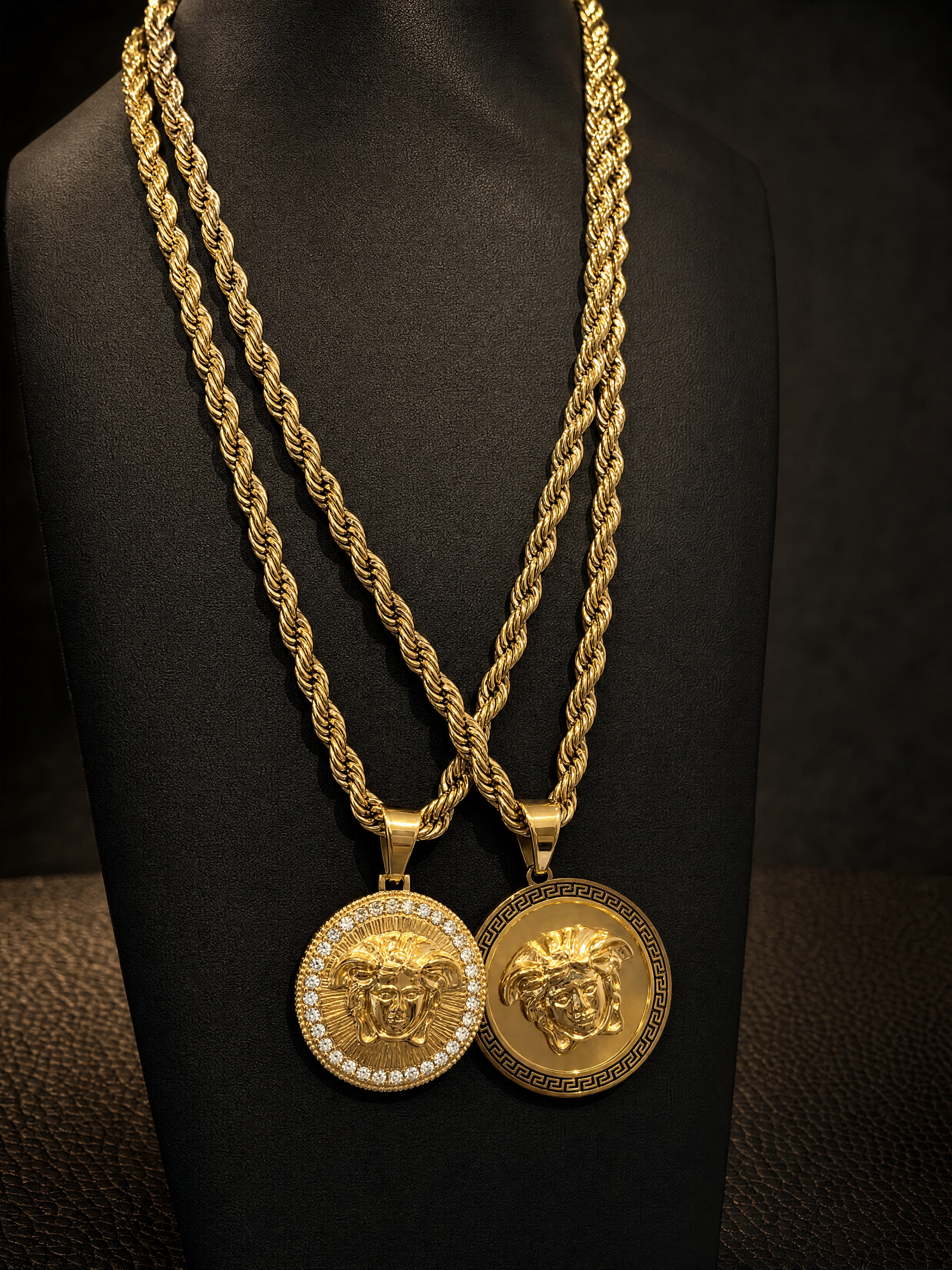 Gold Filled Medusa Pendant On A 6mm Rope Chain