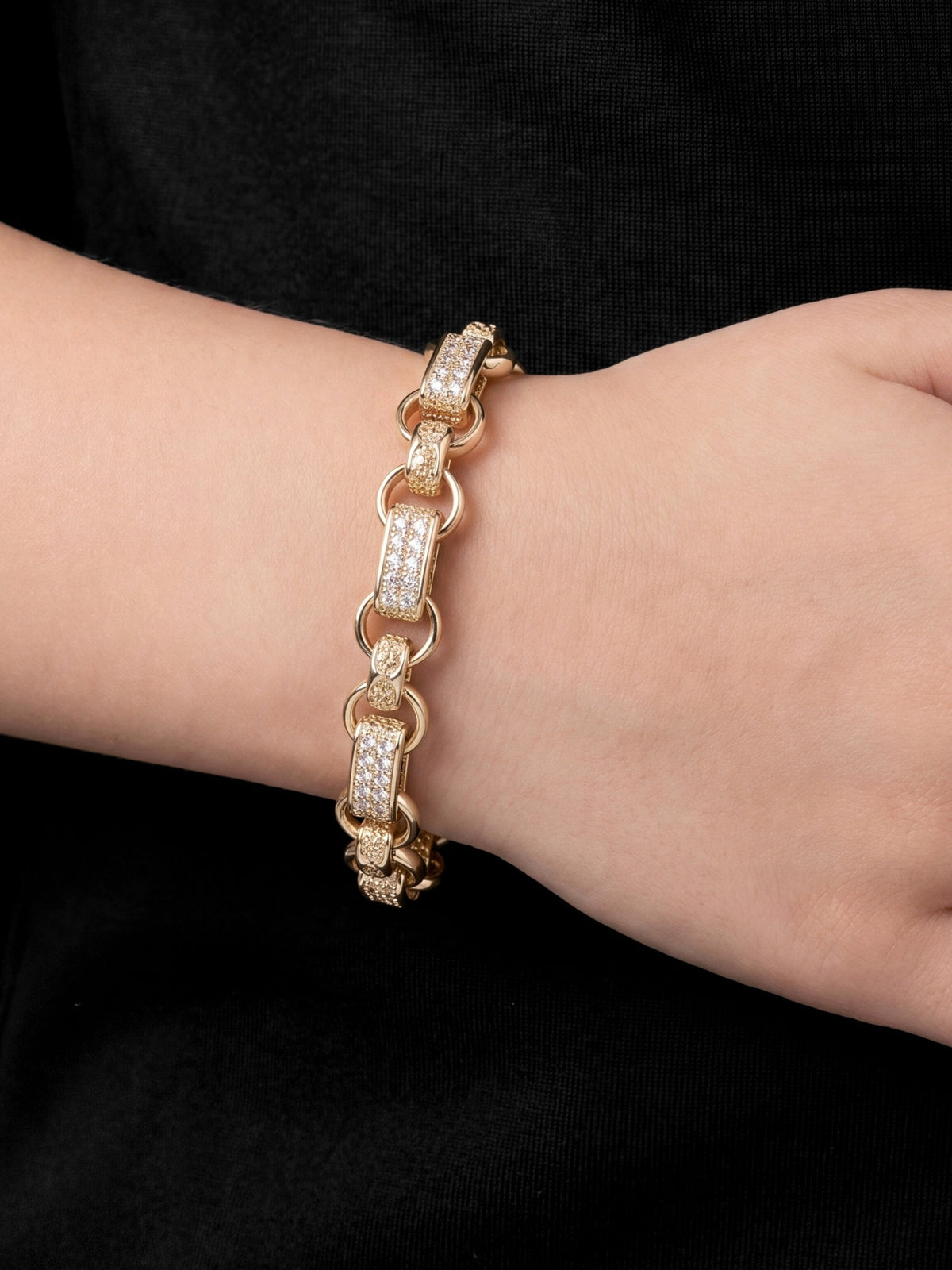 Kids Diamond Gypsy Link Belcher Bracelet 10mm White Gold Filled 9ct