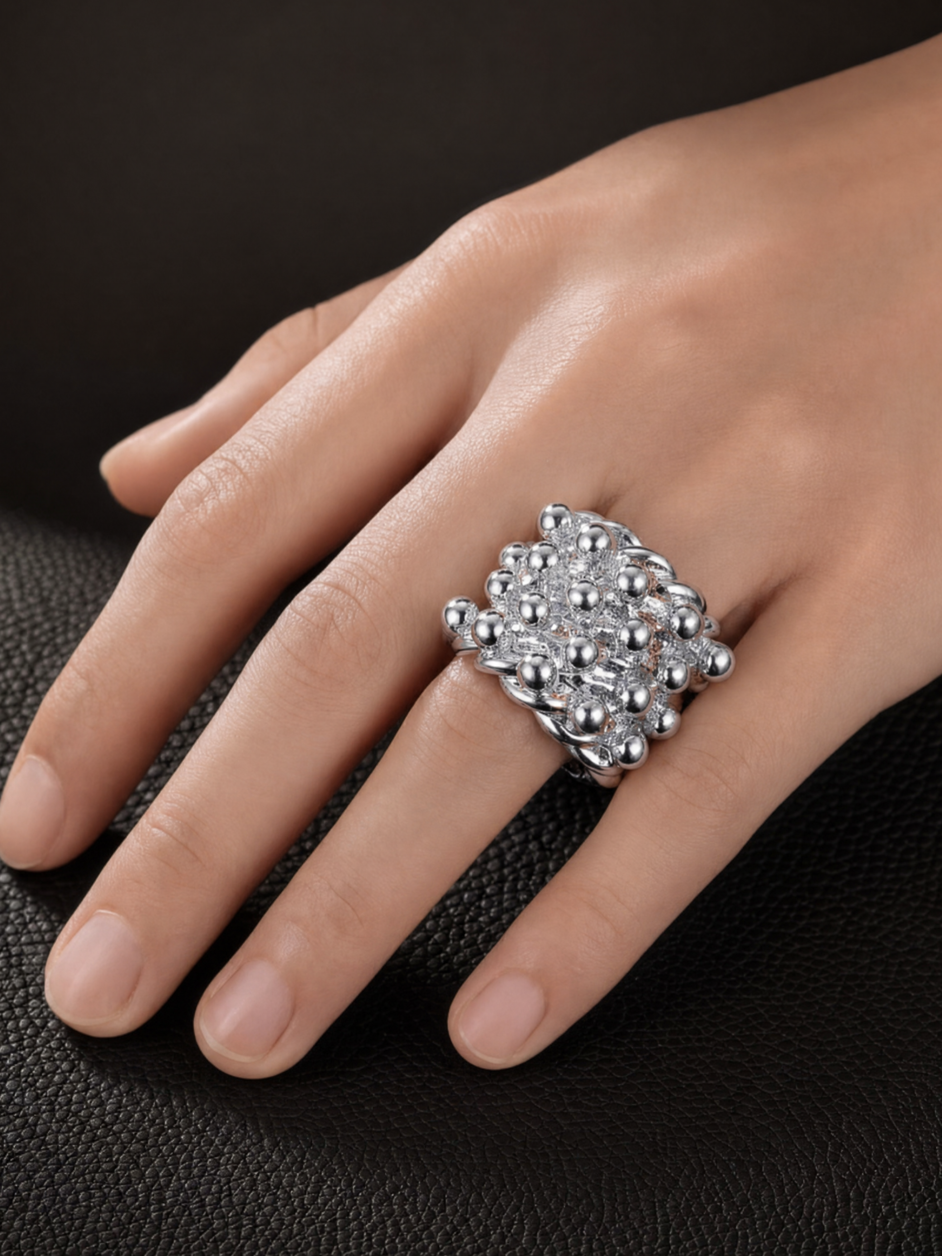 Silver Huge 4 Row Keeper Ring