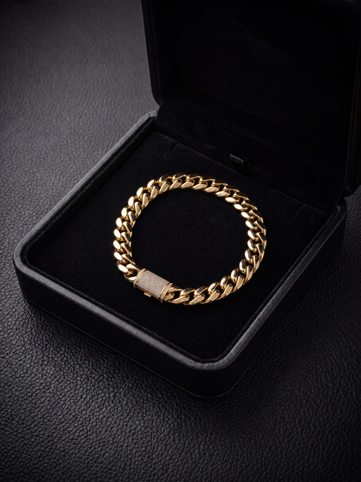 Gold Filled Cuban Bracelet 14mm - Diamond Clasp