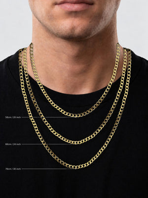 Gold filled curb chain 5mm length guide 20, 24, 30 inch