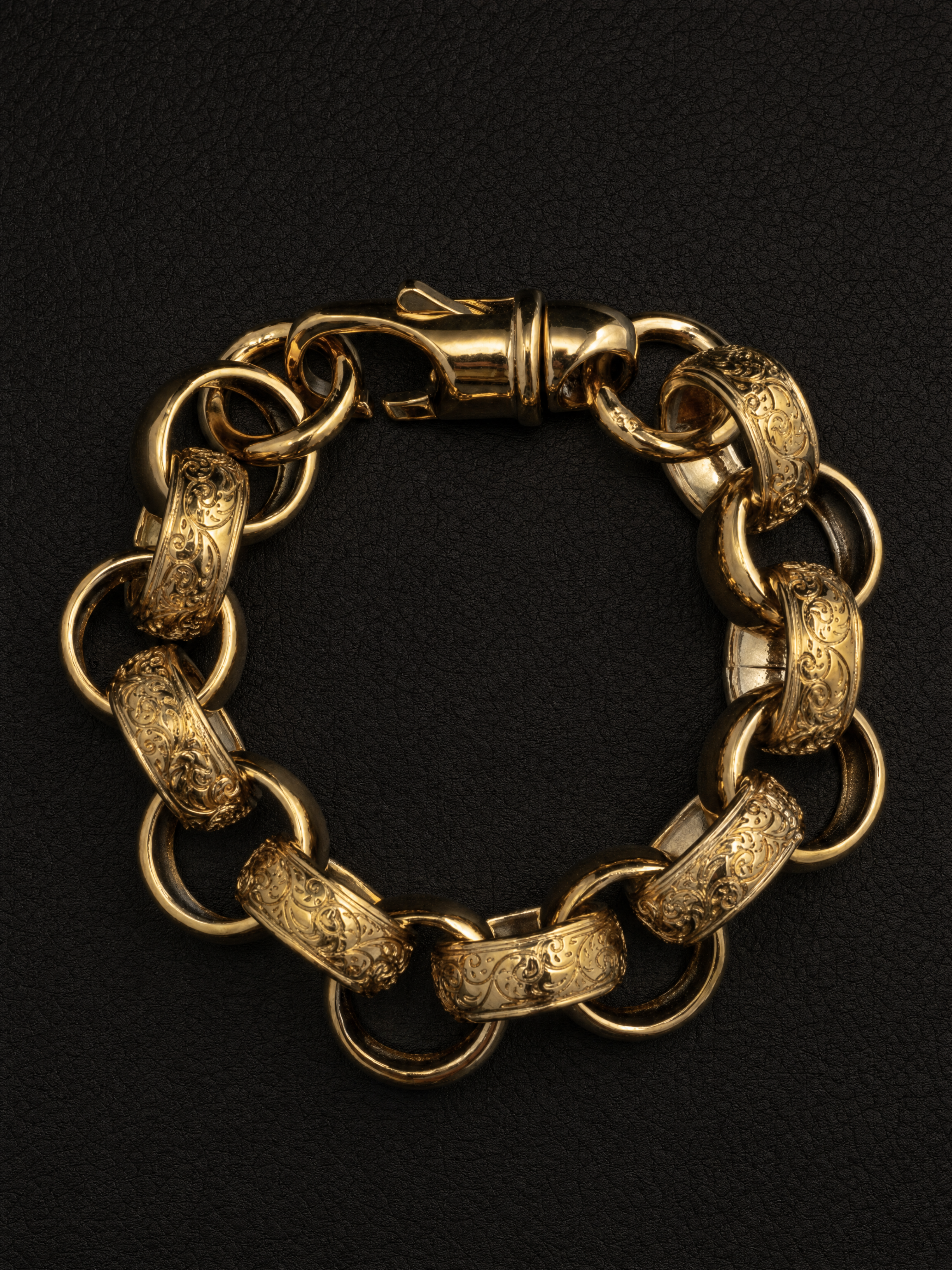 9ct Gold Filled XL Patterned Belcher Bracelet 21mm