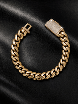 Gold Filled Cuban Bracelet 14mm - Diamond Clasp