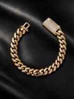 Gold Filled Cuban Bracelet 14mm - Diamond Clasp