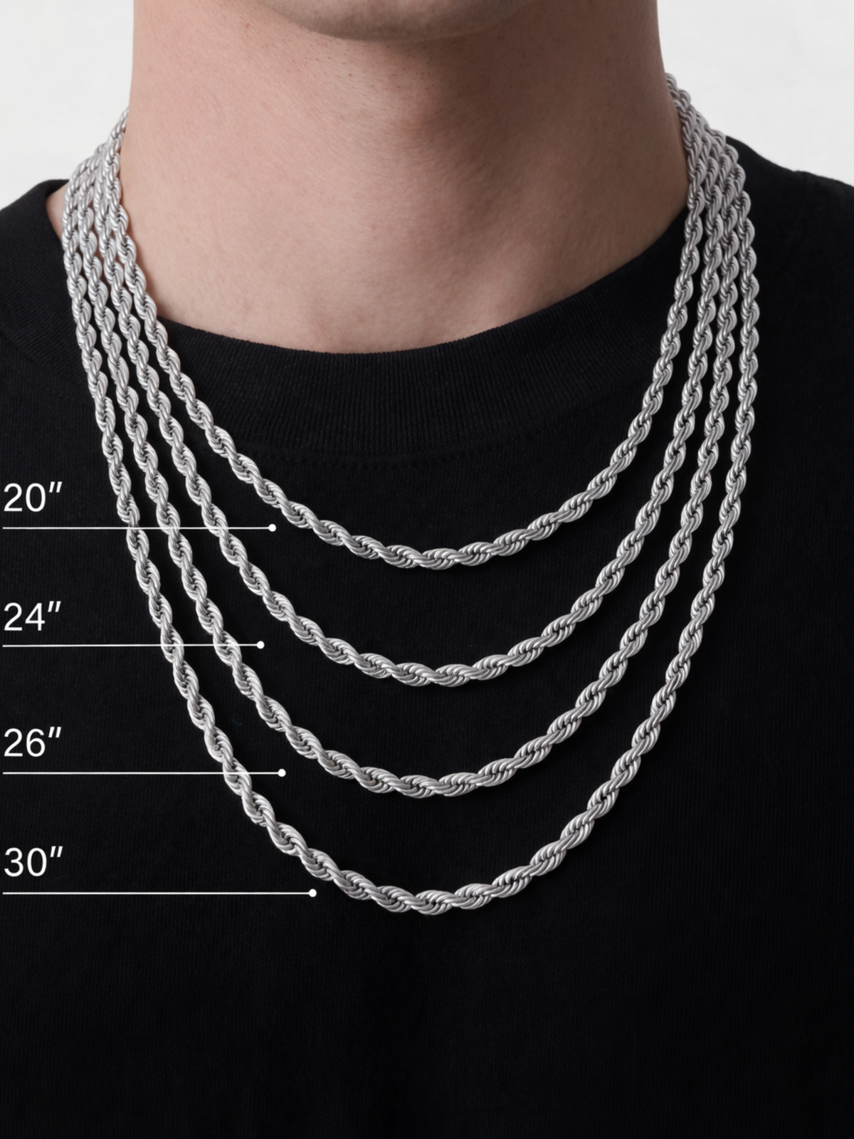 Silver Rope Chain 8mm