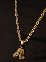 9ct Gold Filled Boxing Glove Pendant On A 6mm Rope Chain