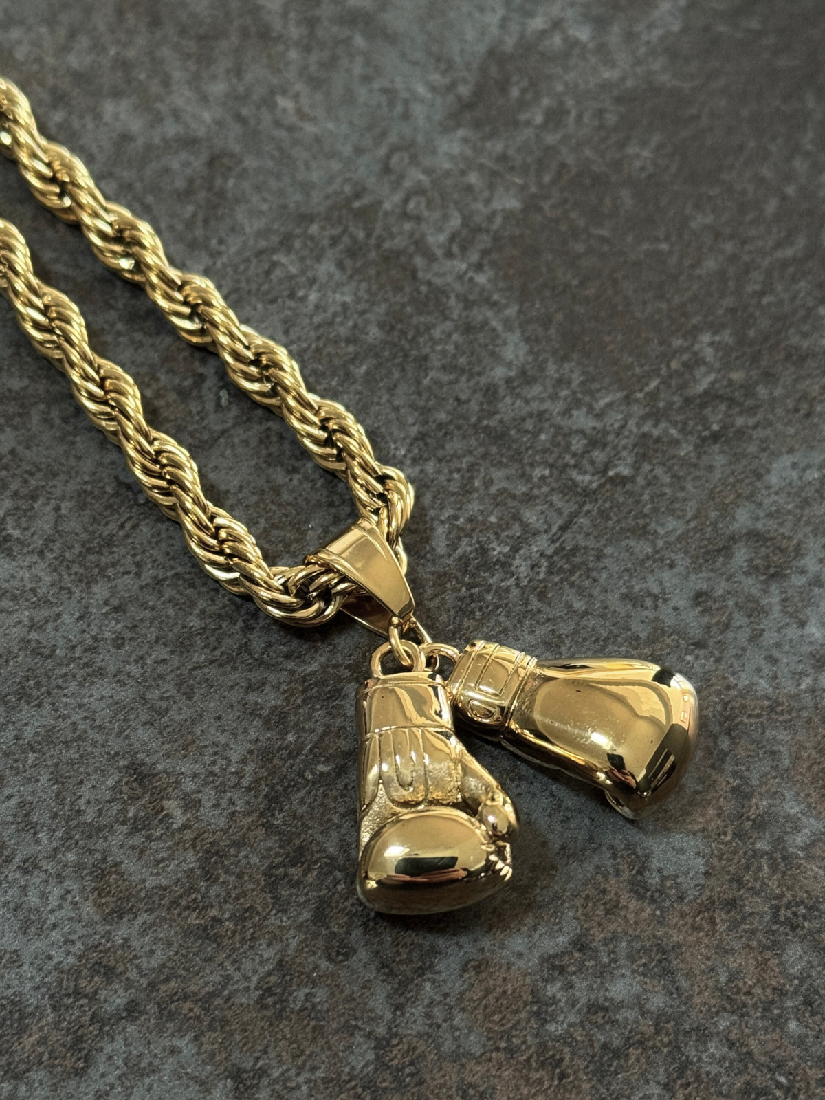 9ct Gold Filled Boxing Glove Pendant On A 6mm Rope Chain