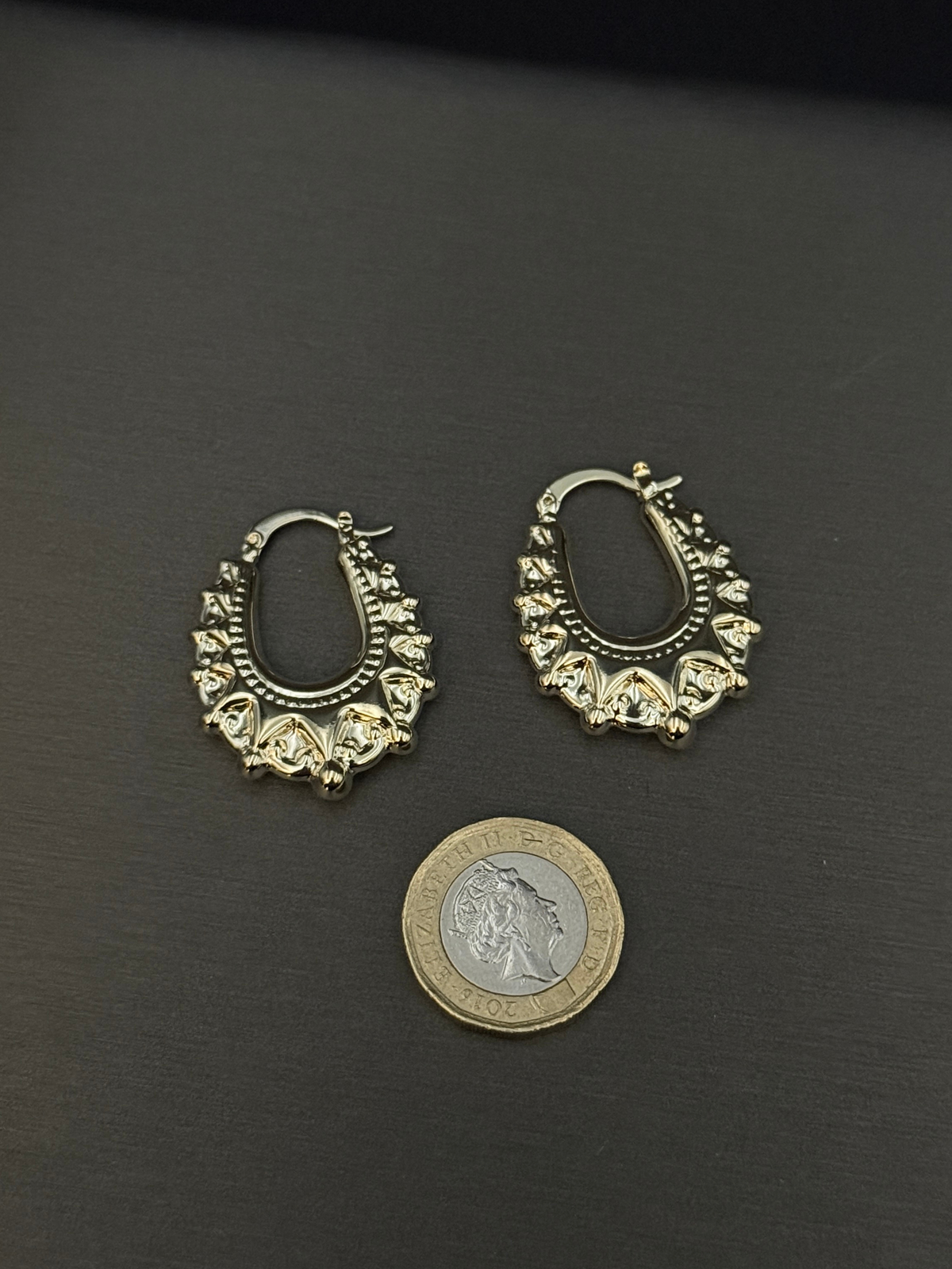 White Gold filled Creole Earrings 30mm (Long)