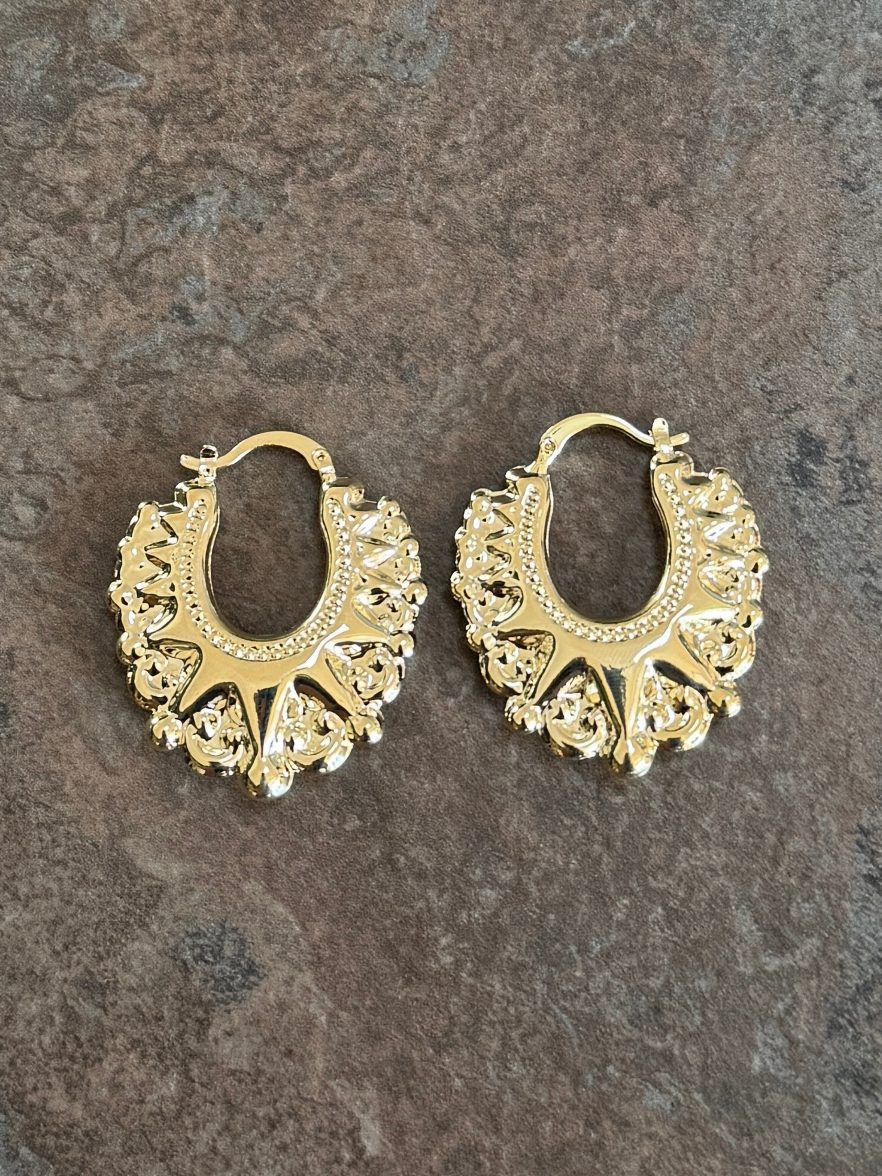 🎁 Gold filled Creole Earrings 35mm (Wide) (100% off)