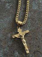 Gold Filled Crusifix Pendant On A 4mm Franco Chain