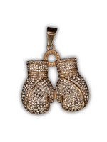 Gold Filled Stone-Set Boxing Gloves Pendant On A 6mm Rope Chain