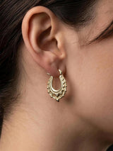 9ct gold filled mini creole earrings 20mm worn on ear