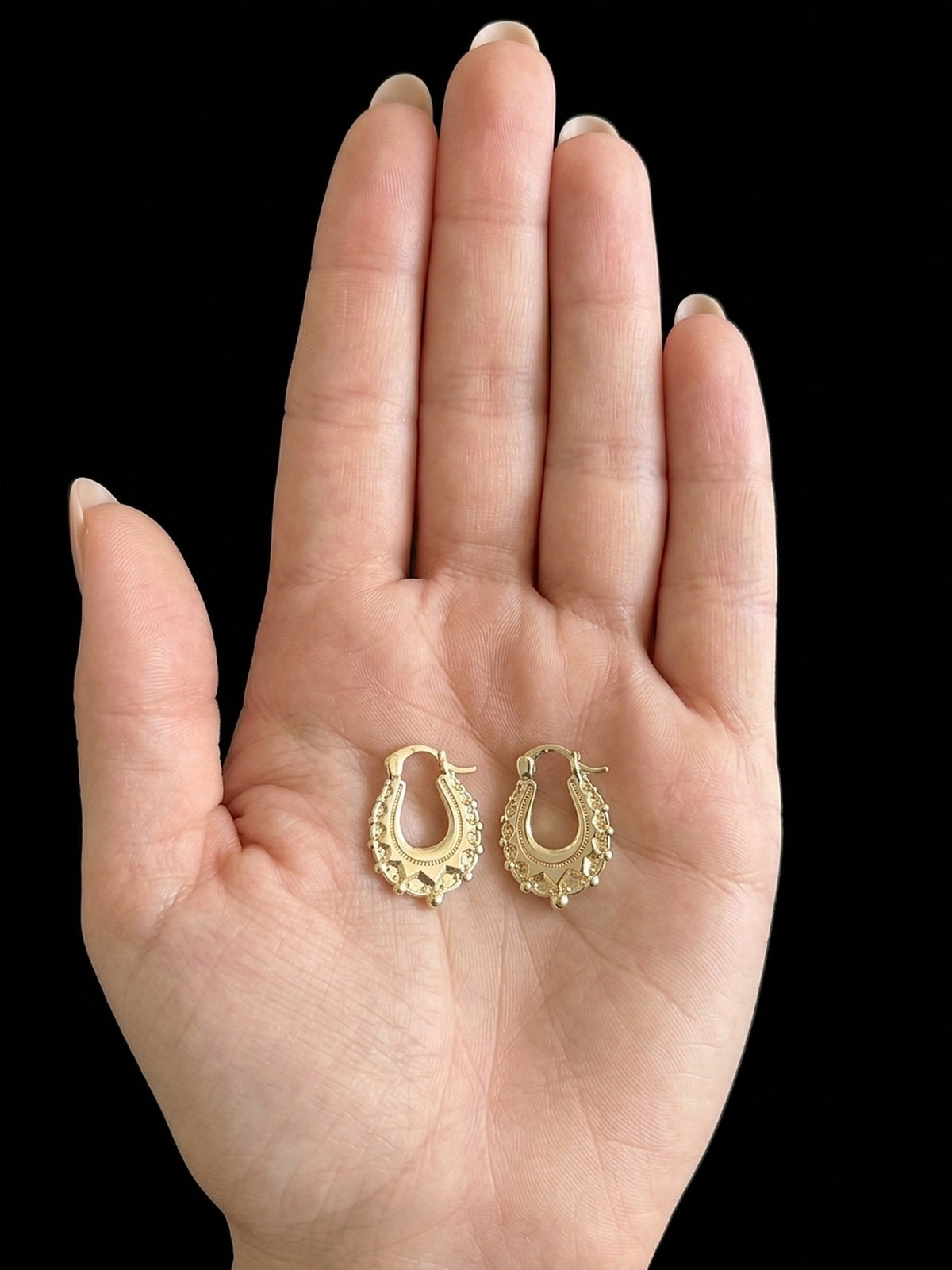 9ct Gold filled Mini Creole Earrings 20mm - pair womans palm