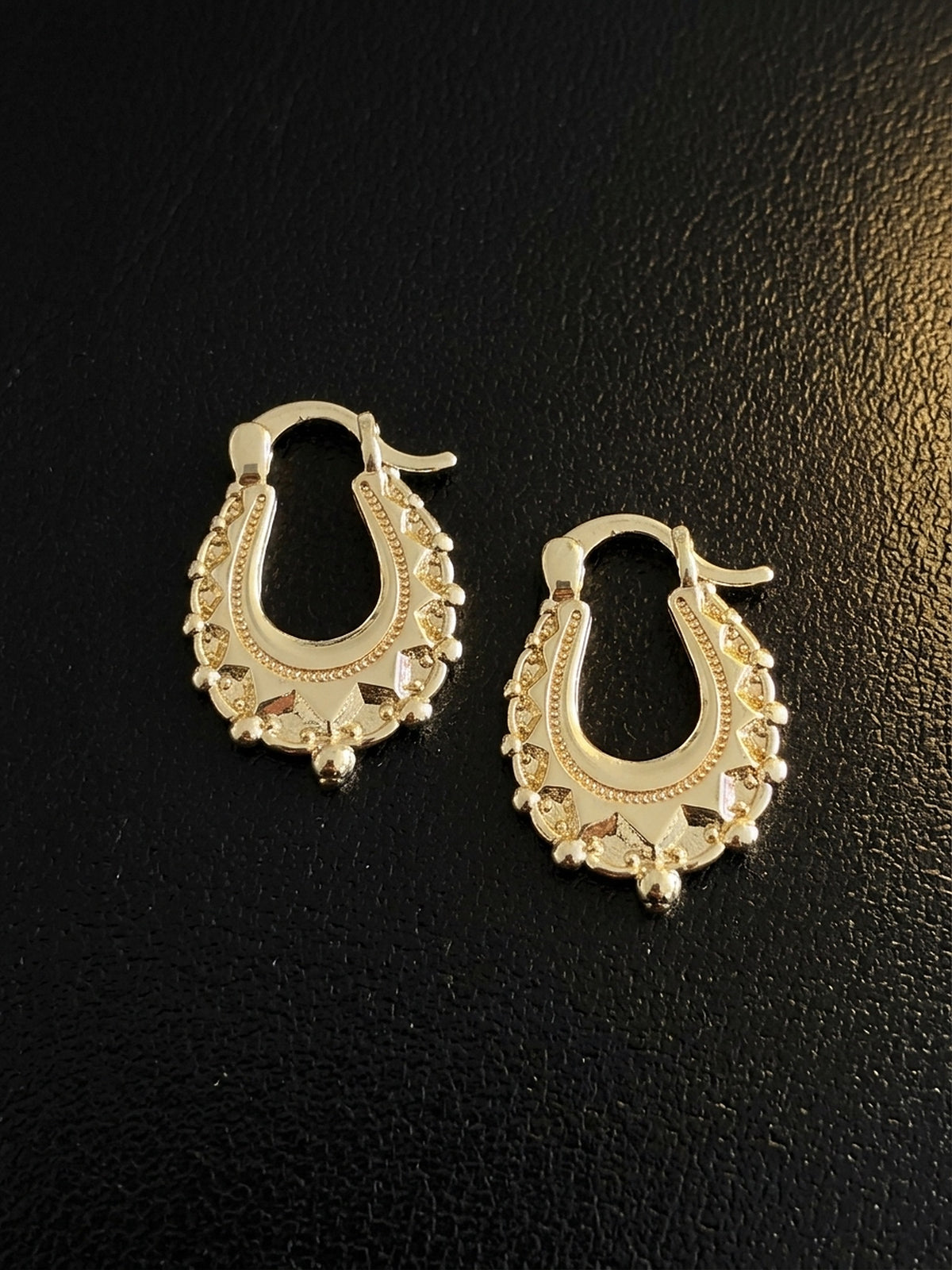 9ct Gold filled Mini Creole Earrings 20mm - pair flatlay rimlight