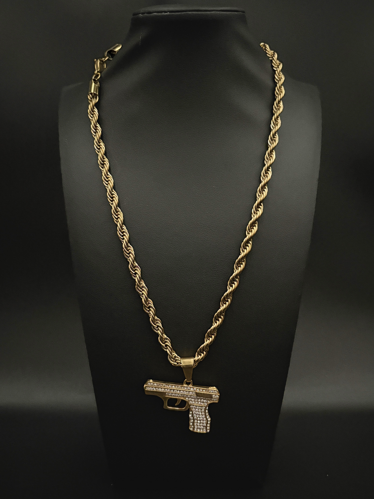 Gold Filled Glock Pendant On A 6mm Rope Chain