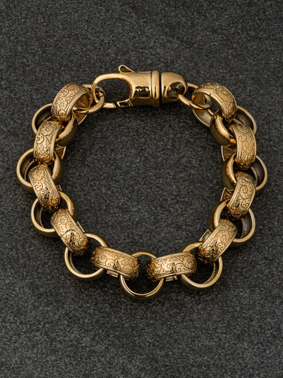 9ct Gold Filled Patterned Belcher Bracelet 15mm