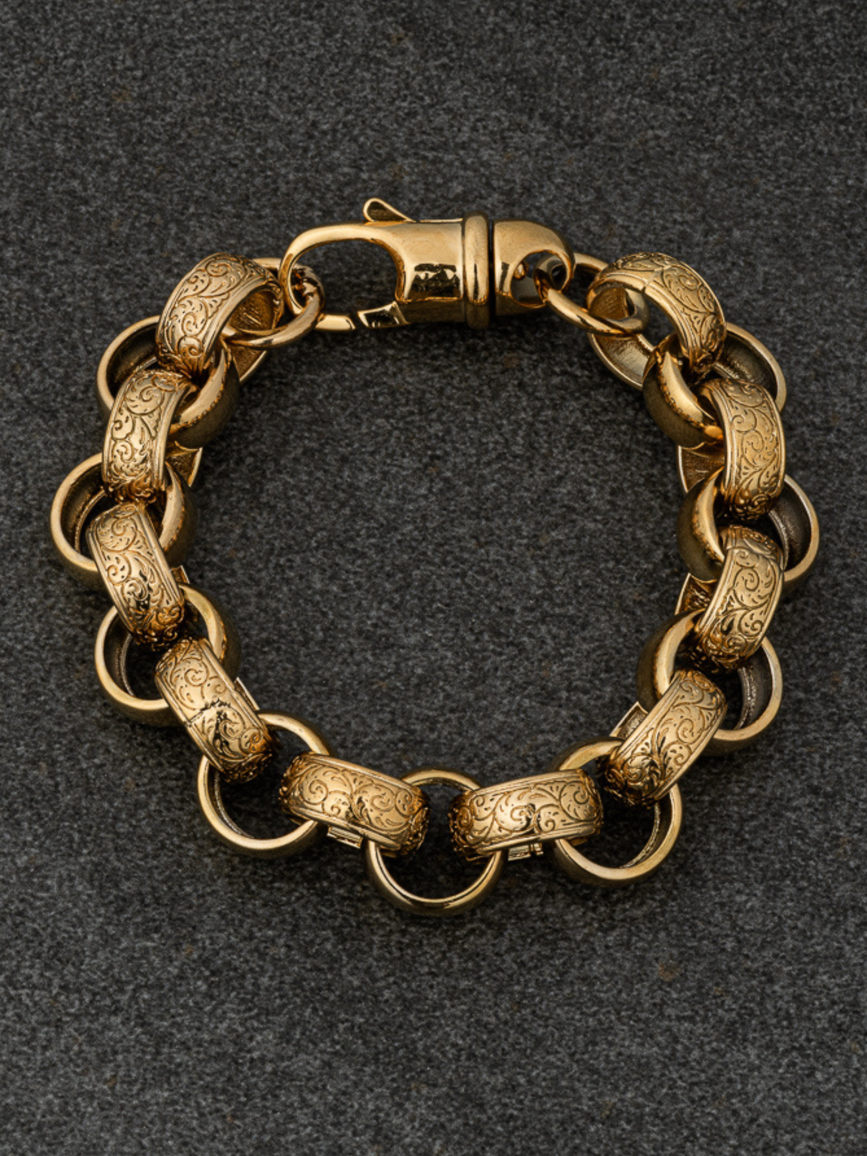9ct Gold Filled Patterned Belcher Bracelet 15mm